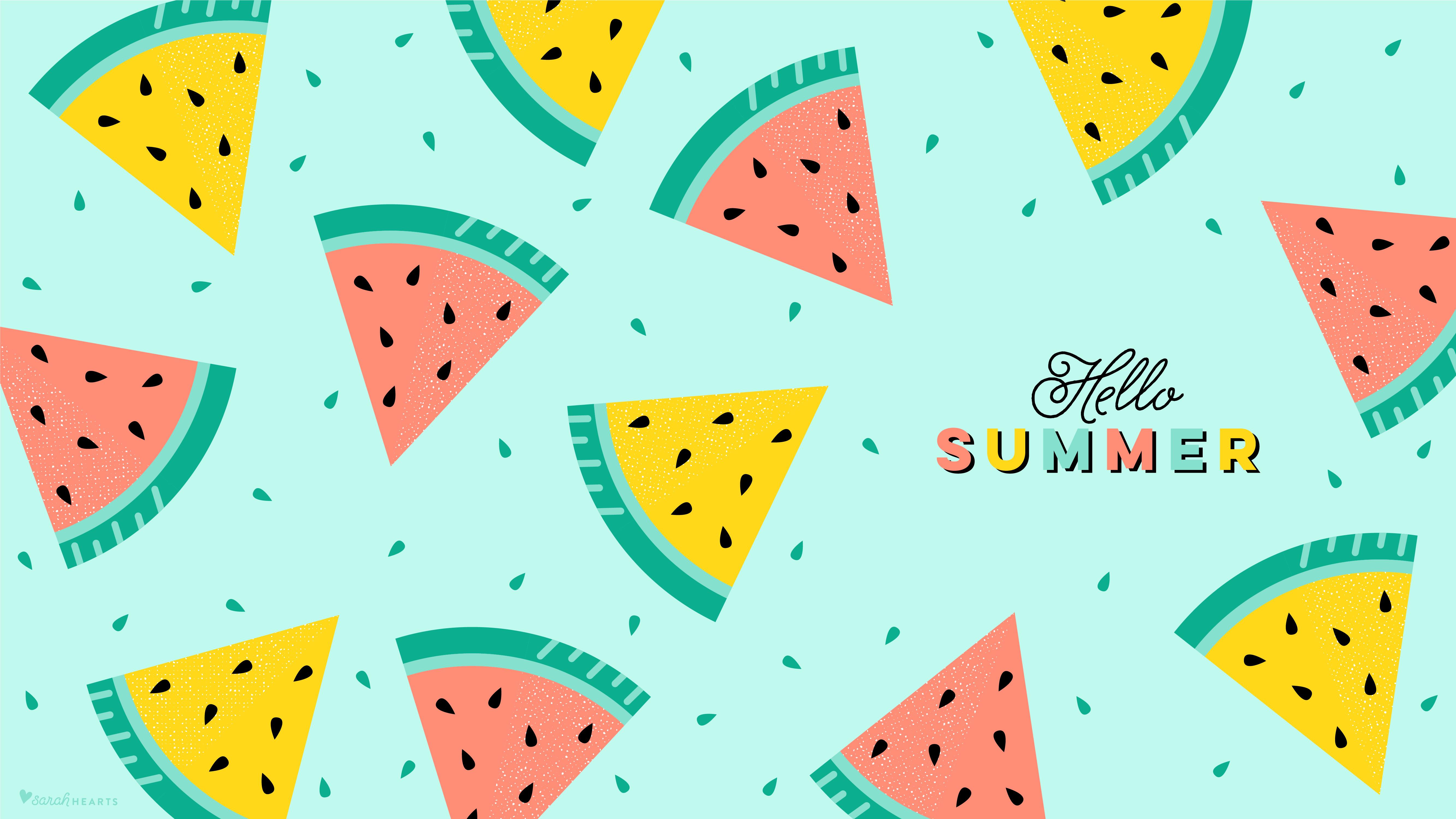 5334x3001 July 2018 Watermelon Calendar Wallpaper