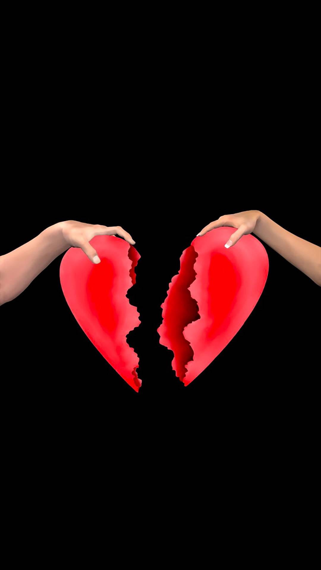 1080x1920 Download 3D Broken Heart Black Wallpaper
