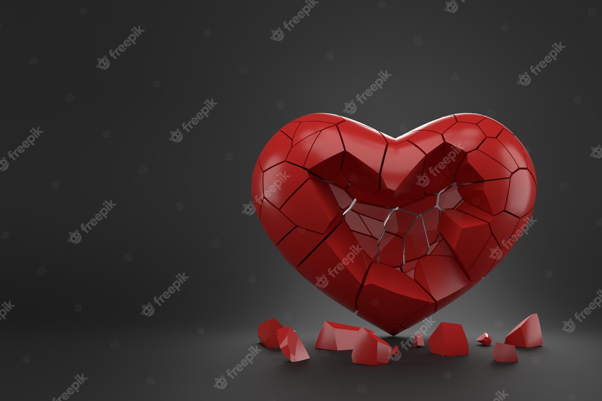 2000x1333 Premium Photo. Valentines day background broken heart 3D rendering
