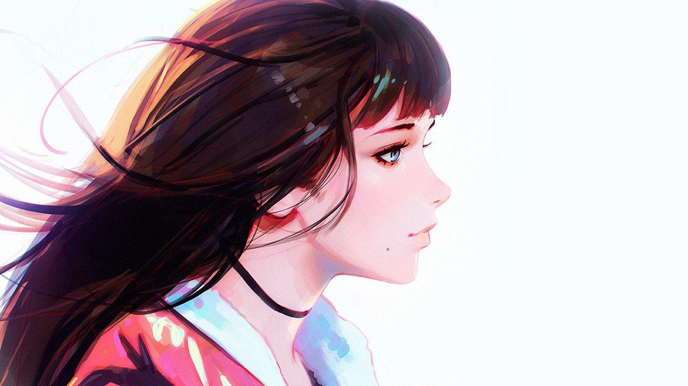 1366x768 wallpaper for desktop, laptop. girl anime drawing painting ilya art illustration