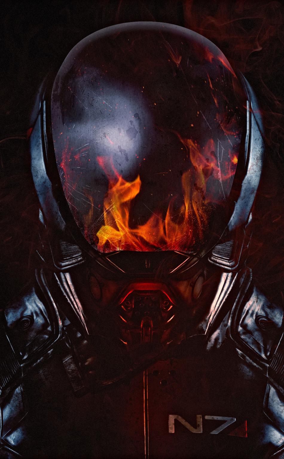 950x1534 Download wallpaper 950x1534 mass effect: andromeda, n soldier, flame, helmet, iphone, 950x1534 HD background, 310