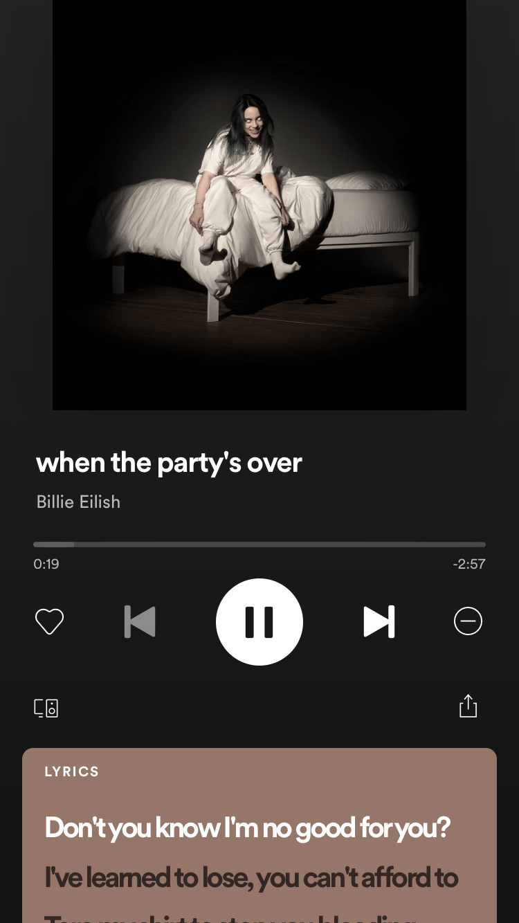 750x1334 aesthetic spotify wallpaper iphone//billie eilish//when the party's over// aesthetic playlist//with lyrics. Wallpaper de musica, Musica, Fotos de animales bonitos