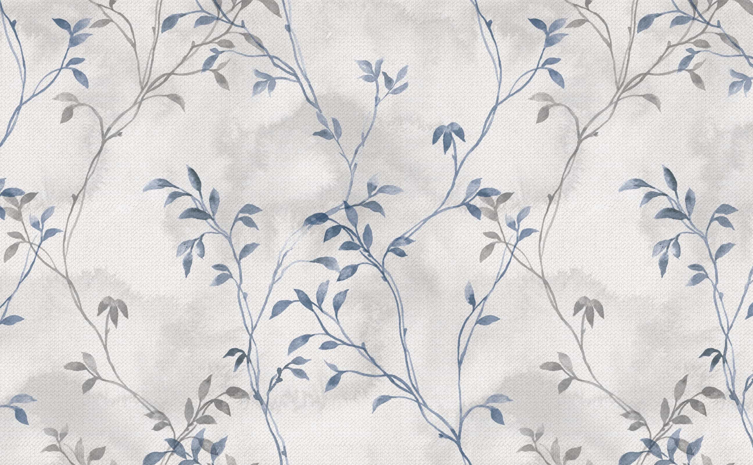 2592x1602 Dusky blue and gray botanical watercolor Pattern Wallpaper for Walls
