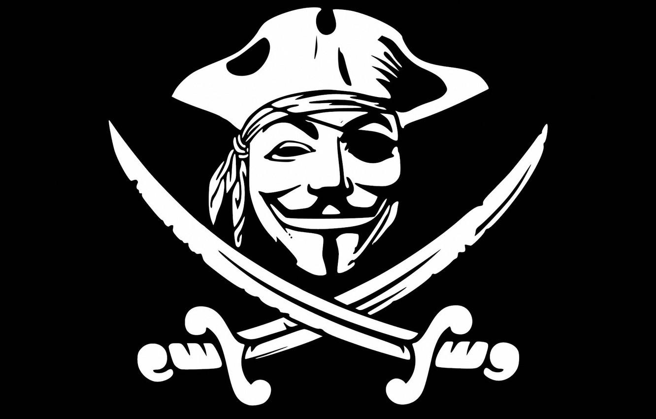 1332x850 Wallpaper logo, pirates, swords, anonymous image for desktop, section минимализм