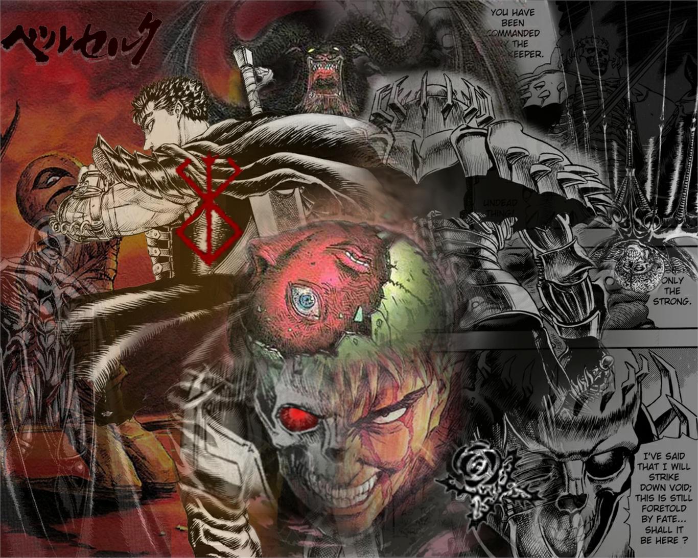 1366x1093 HD desktop wallpaper: Anime, Berserk, Guts (Berserk), Skull Knight (Berserk), Femto (Berserk), Beherit (Berserk), God Hand (Berserk) download free picture