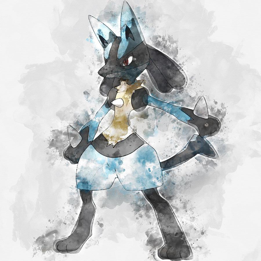 900x900 Pokemon Lucario Abstract Portrait Diana Van Painting