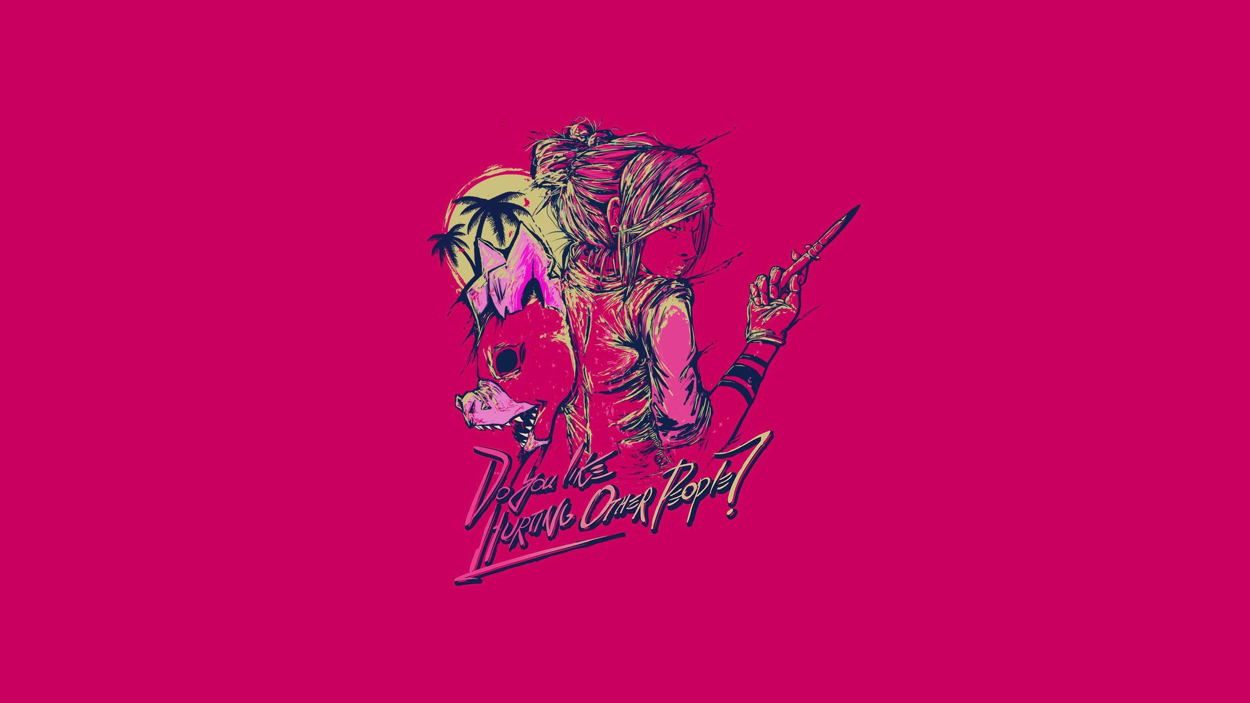2560x1440 Download Dennis Mask Wolf Hotline Miami Wallpaper
