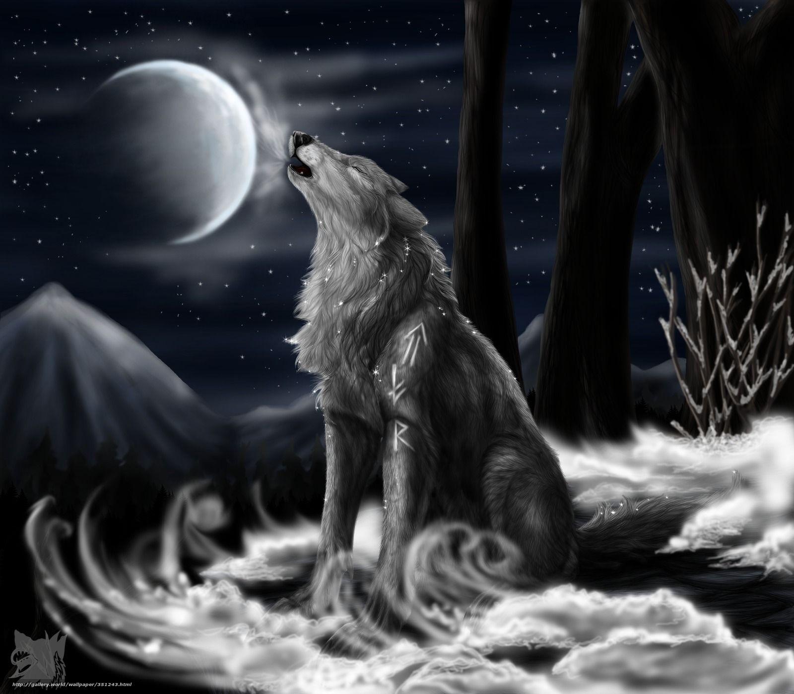 1600x1400 Download wallpaper wolf, moon, night, Star free desktop wallpaper in the resolution 4000x3500