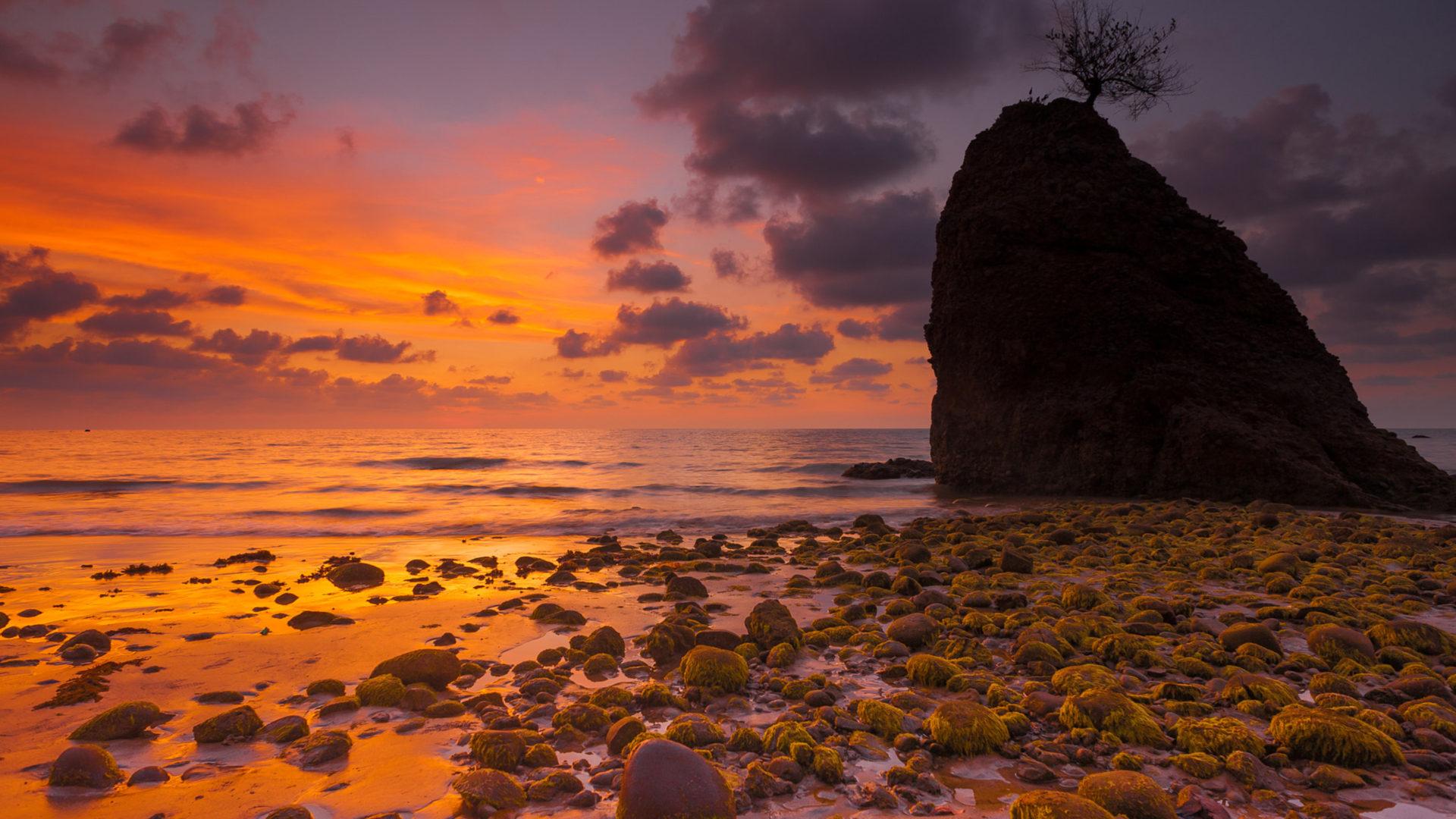 1920x1080 Batu Luang Beach Sabah Borneo Malaysia Sunset Landscape