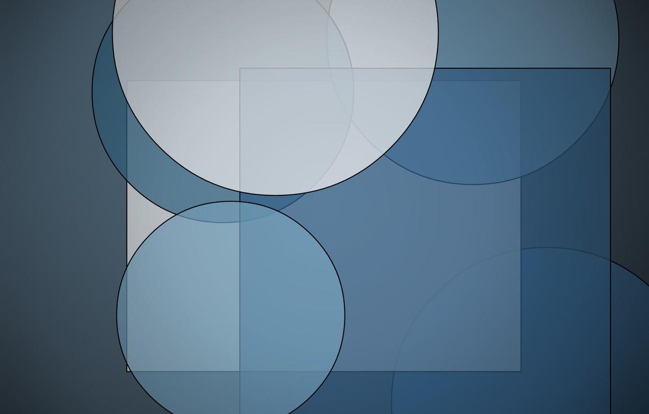 1332x850 Wallpaper circles, blue, abstraction, blue, squares, geometry, material image for desktop, section абстракции