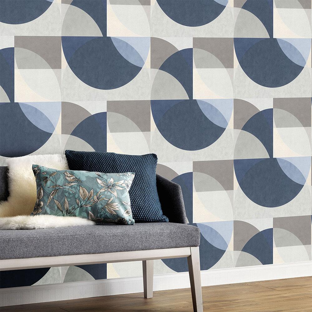1000x1000 Geometric Circle Graphic by Galerie/ Blue : Wallpaper Direct