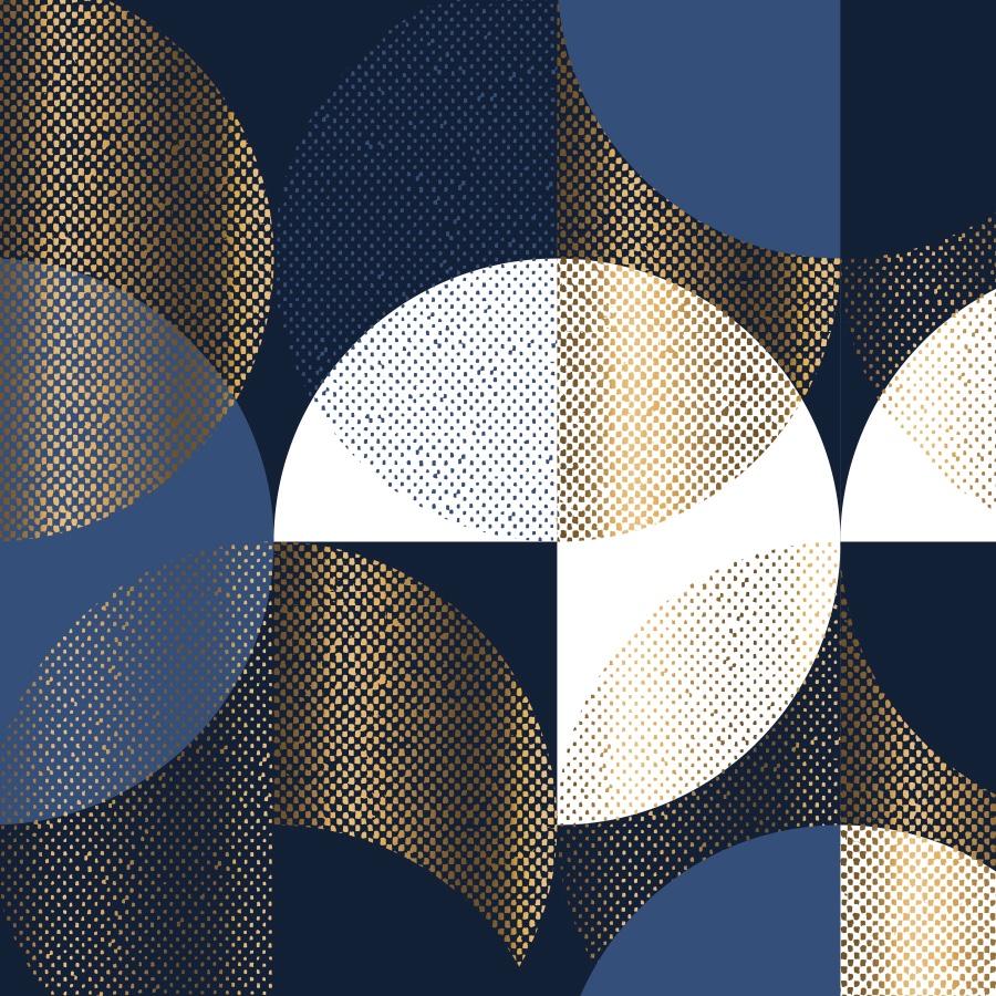 900x900 Blue Retro Geometric Wallpaper and Stick
