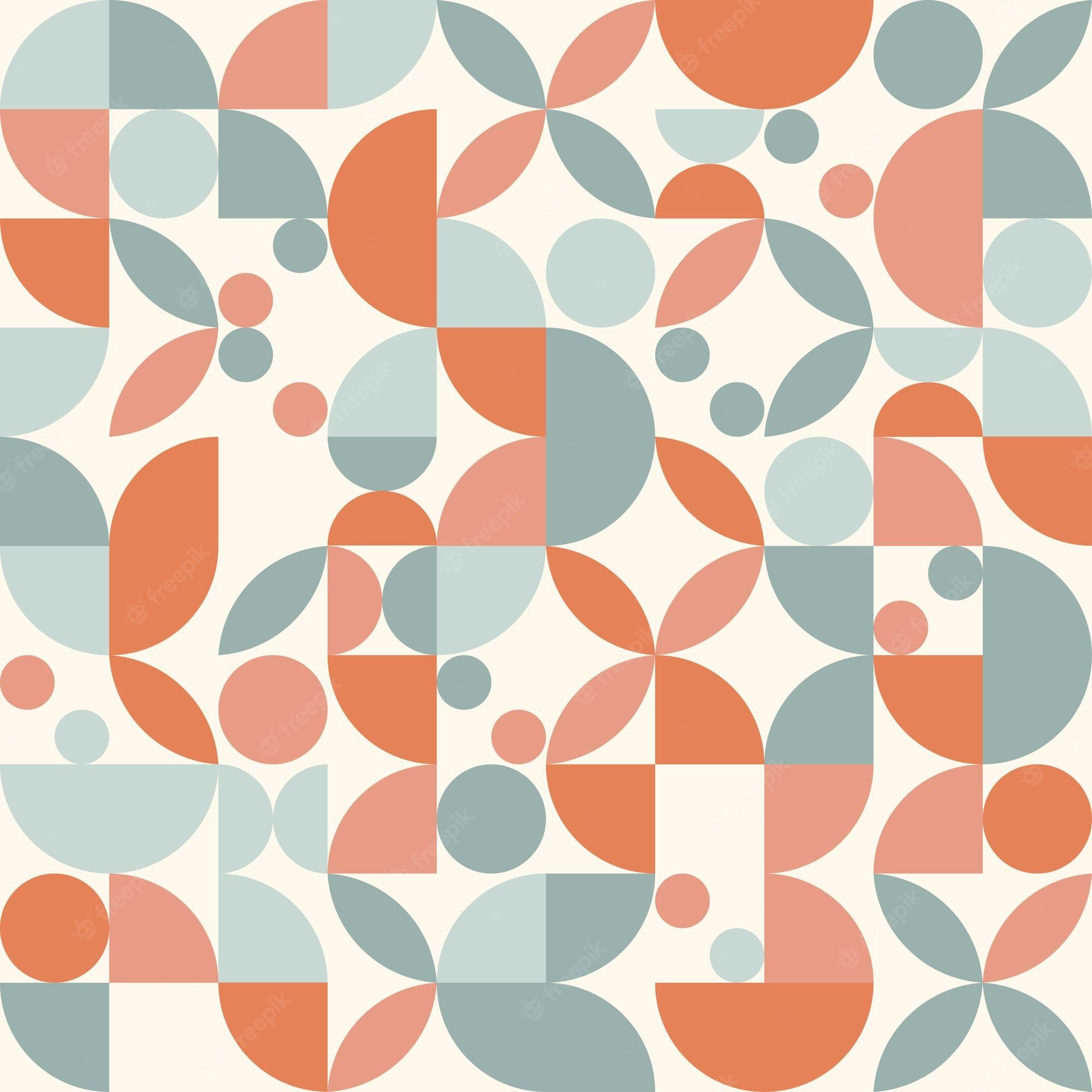 2000x2000 Premium Vector. Vector minimalist pattern in mid century geometric design with circles and abstract shapes vintage style background simple abstract wallpaper retro