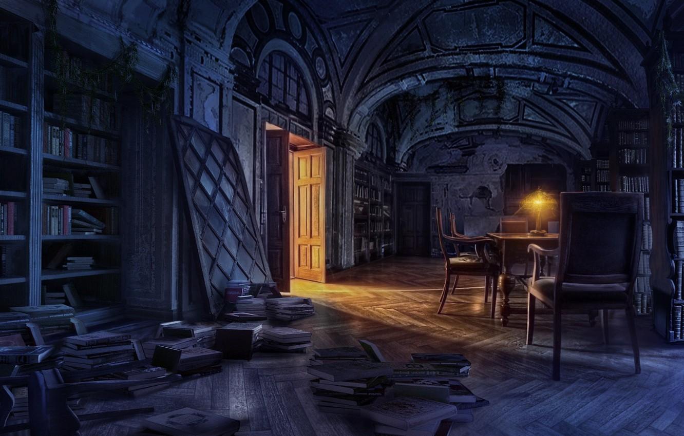 1332x850 Wallpaper candle, the room, arch, old library image for desktop, section фантастика