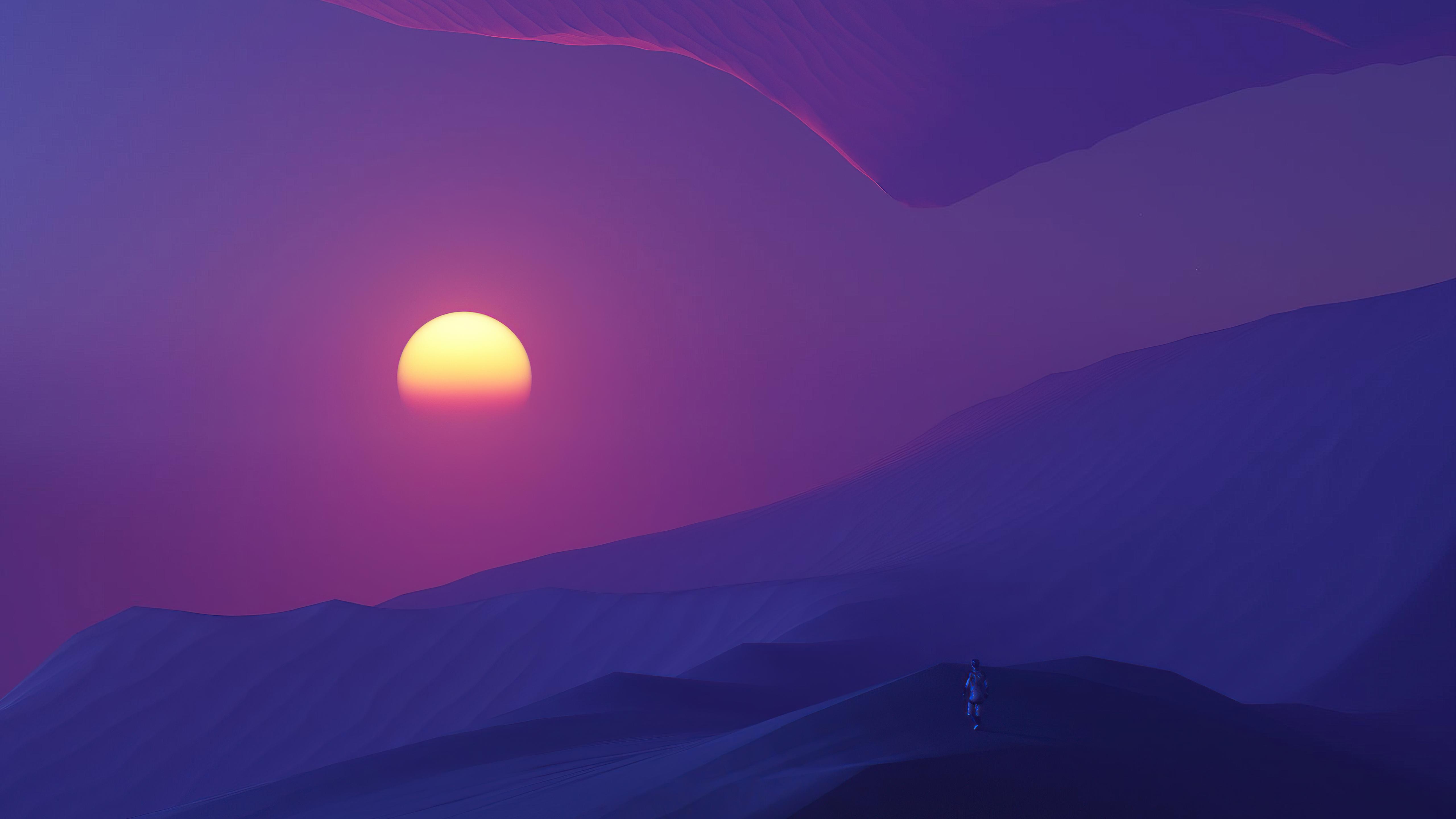 5120x2880 sunset, desert, evening, minimalism, minimalist, artist, artwork, digital art, hd, 4k, 5k Gallery HD Wallpaper