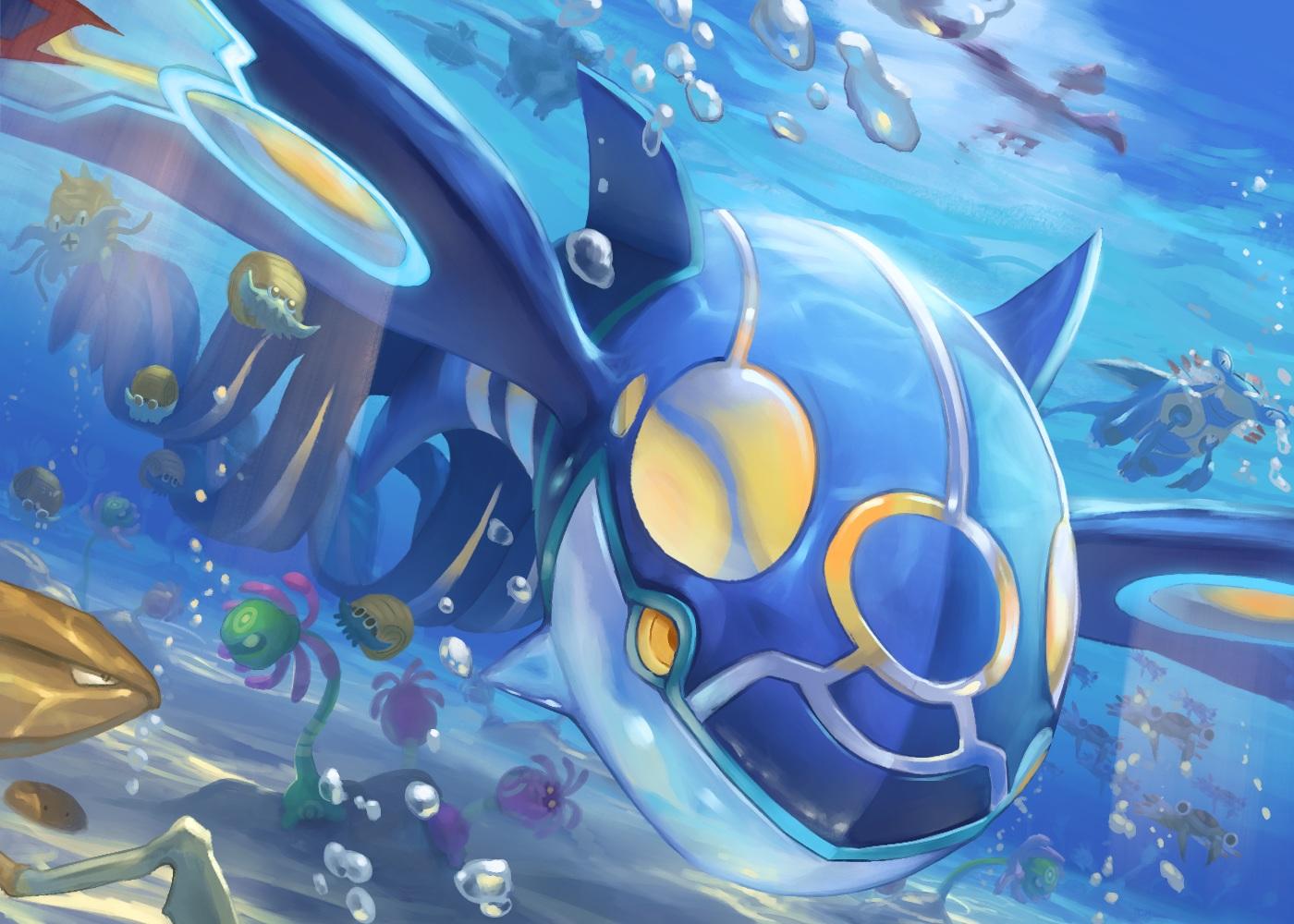 1400x1000 anorith armaldo bubbles cradily kabutops kyogre lileep no humans omanyte pokemon spareribs underwater water. konachan.com.com Anime Wallpaper