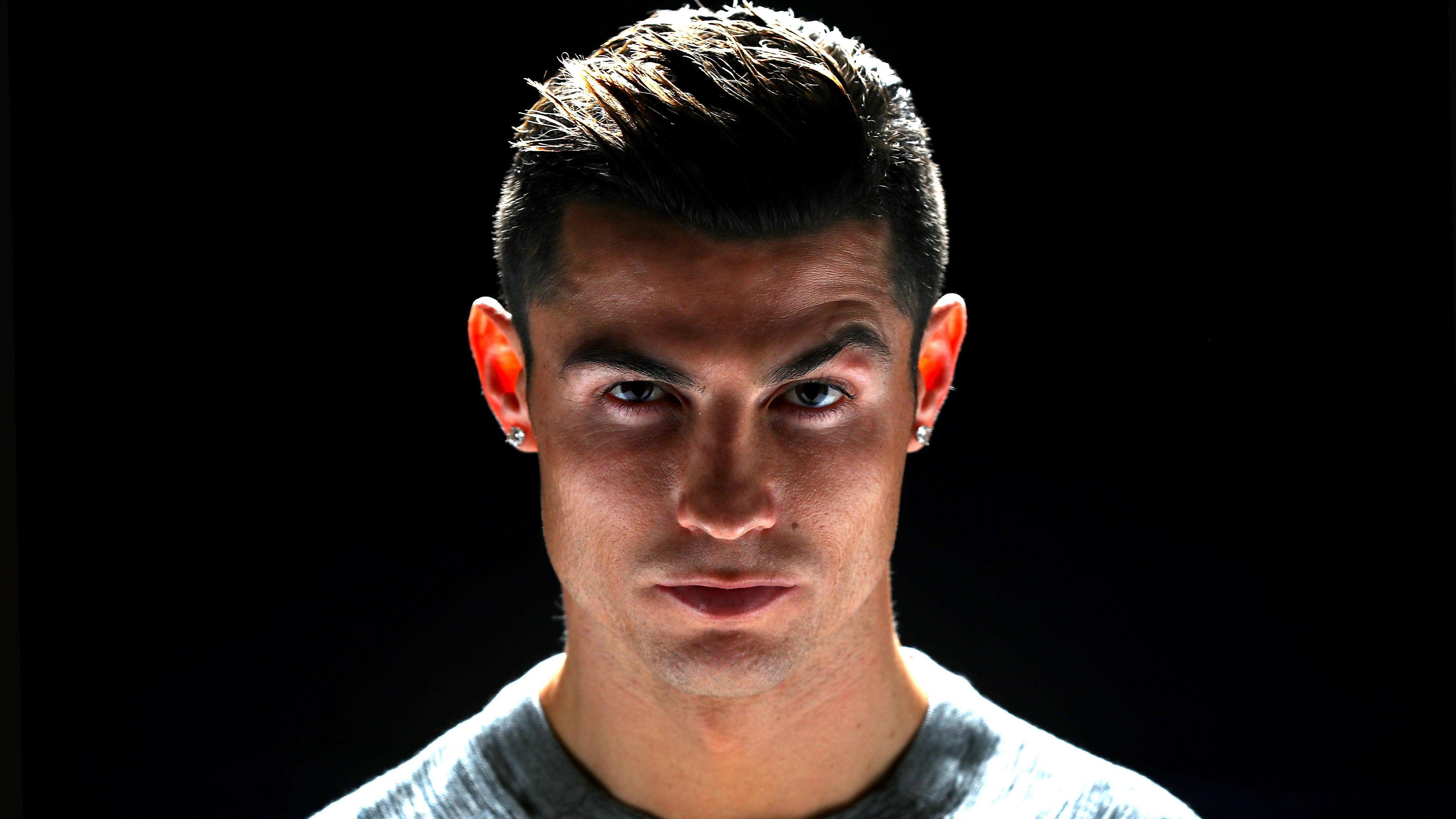 5120x2880 Cristiano Ronaldo Wallpaper 4K, 5K, Black Background, Black Dark