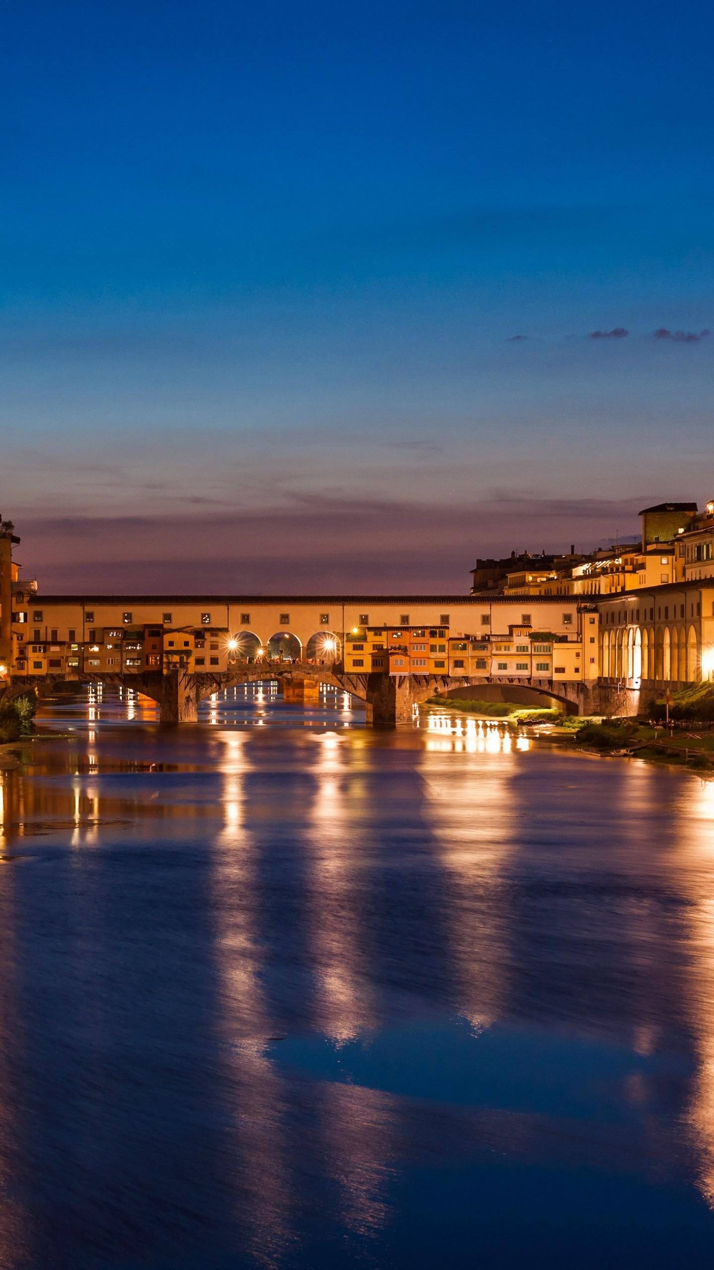 1440x2560 Wallpaper Florence, Italy, Night, Tourism, Travel, Architecture