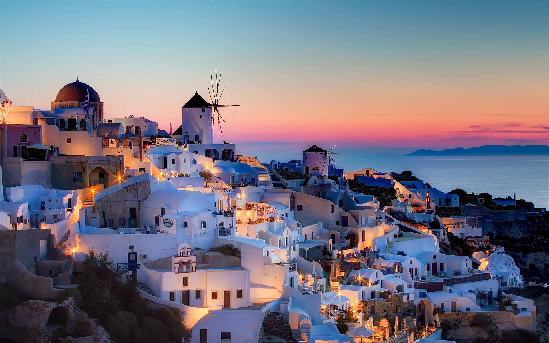 1920x1200 Download Santorini Sunset Landscape In Greece Wallpaper
