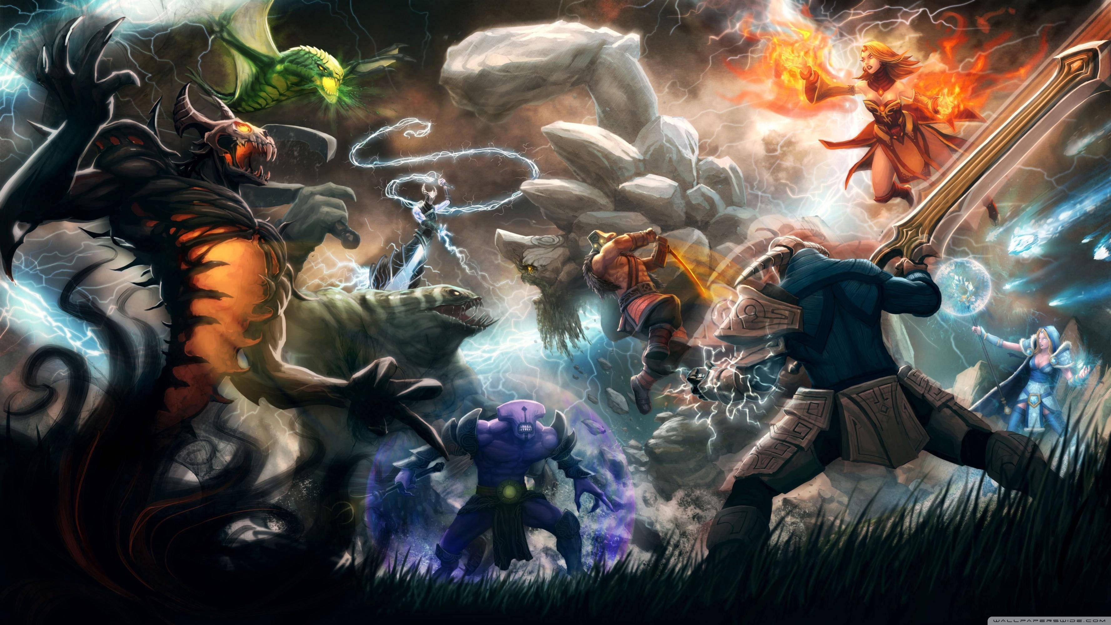 3554x1999 Download Dota 2 4k Massive Battle Wallpaper