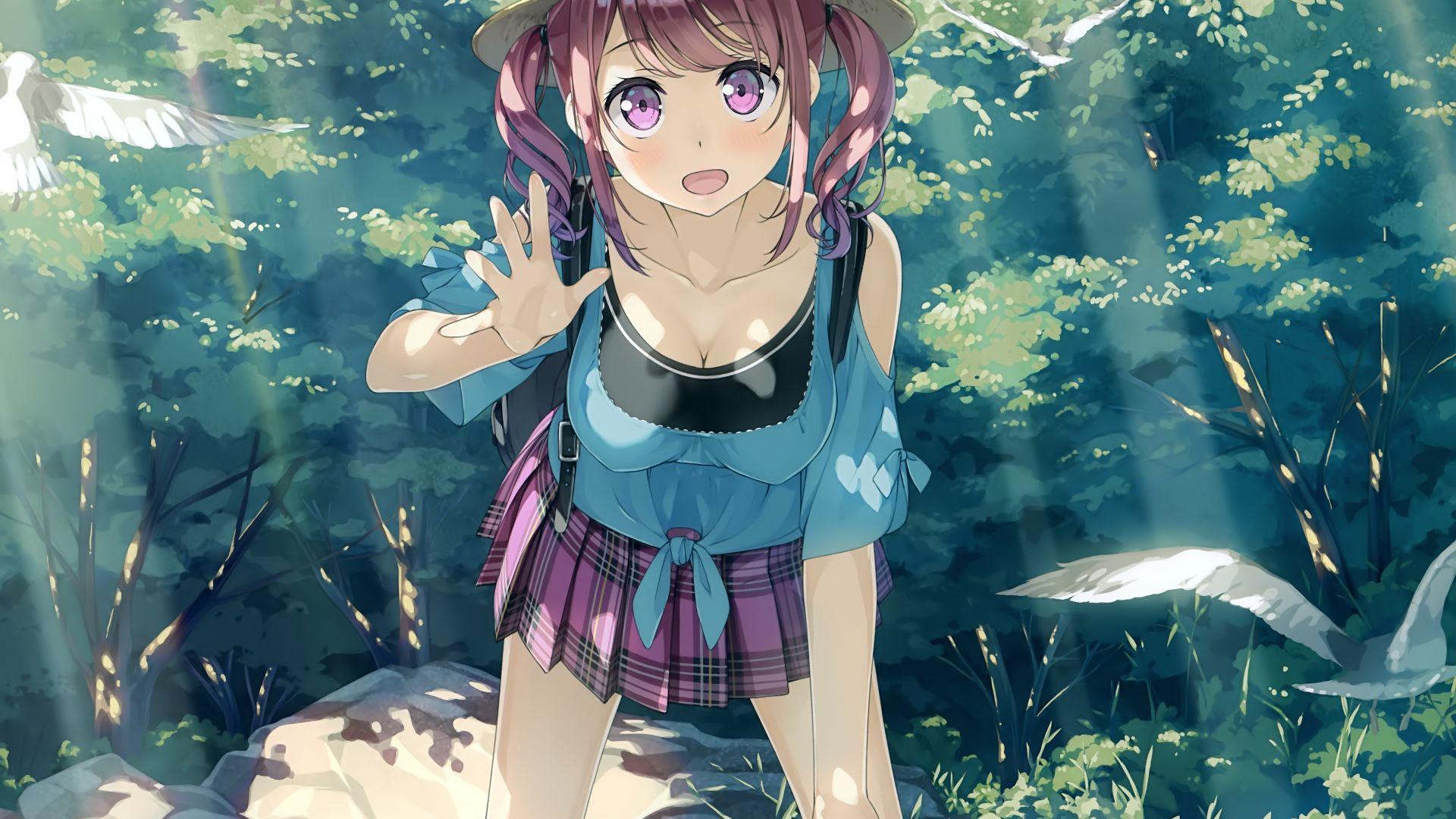 1920x1080 Desktop Wallpaper Outdoor, Red Head, Anime Girl, Original, 4k, HD Image, Picture, Background, 283972