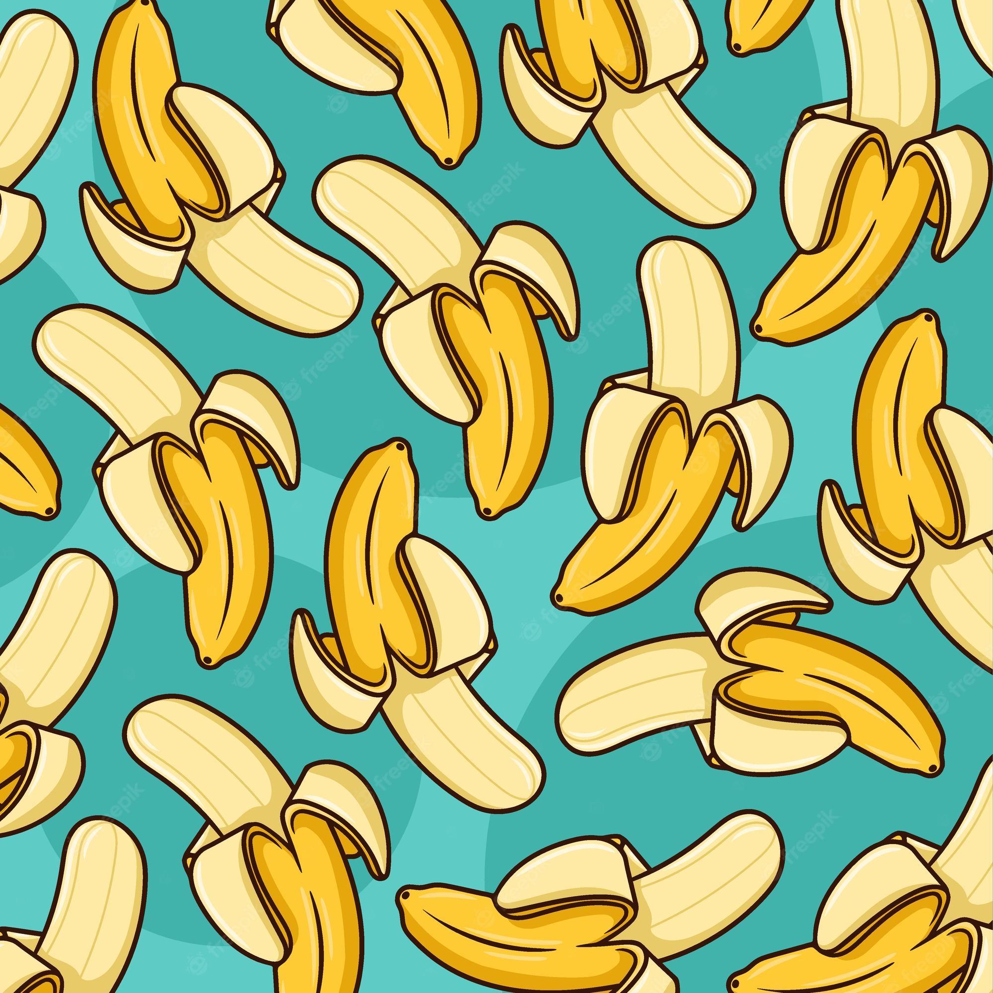 2000x2000 Premium Vector. Peeled banana pattern background cartoon vector