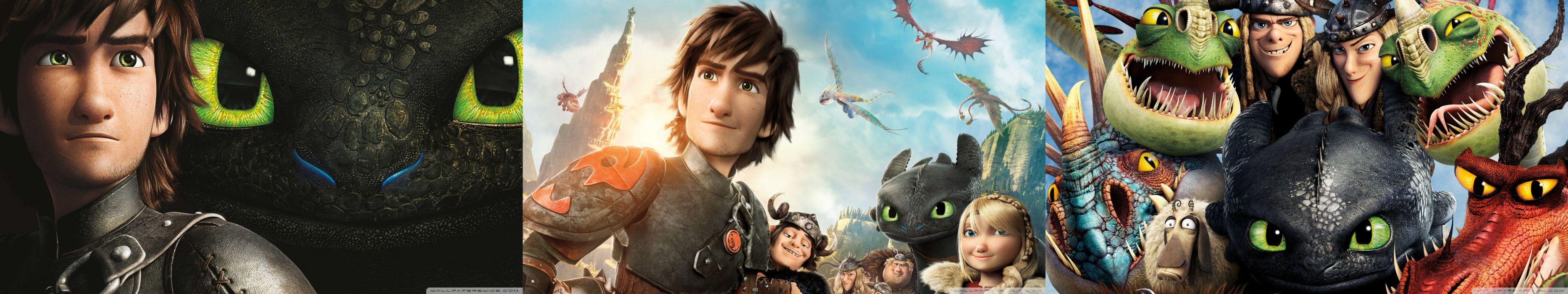 3733x700 Triple monitor multiple screen multi How To Train Your Dragon