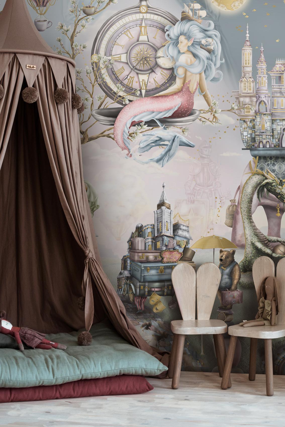 1134x1700 Whimsical Woodland Fairy Tale Nursery Wall Mural Wallpaper