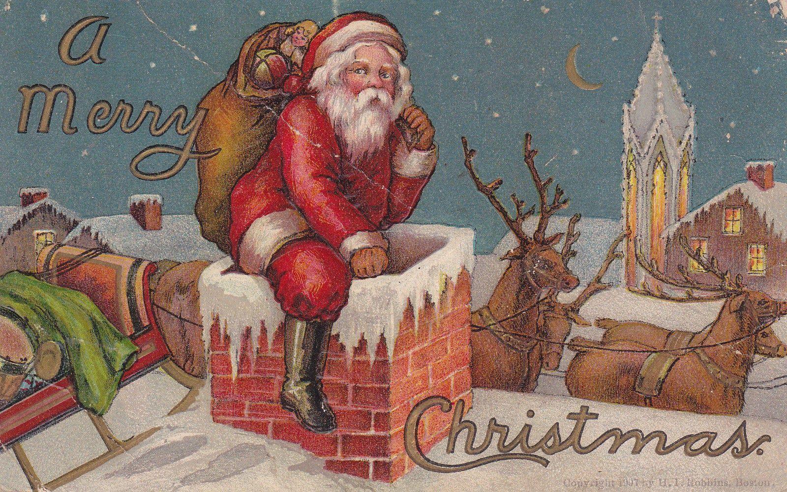 1600x1001 Homespun Hugs and Calico Kisses: Vintage Christmas Postcard