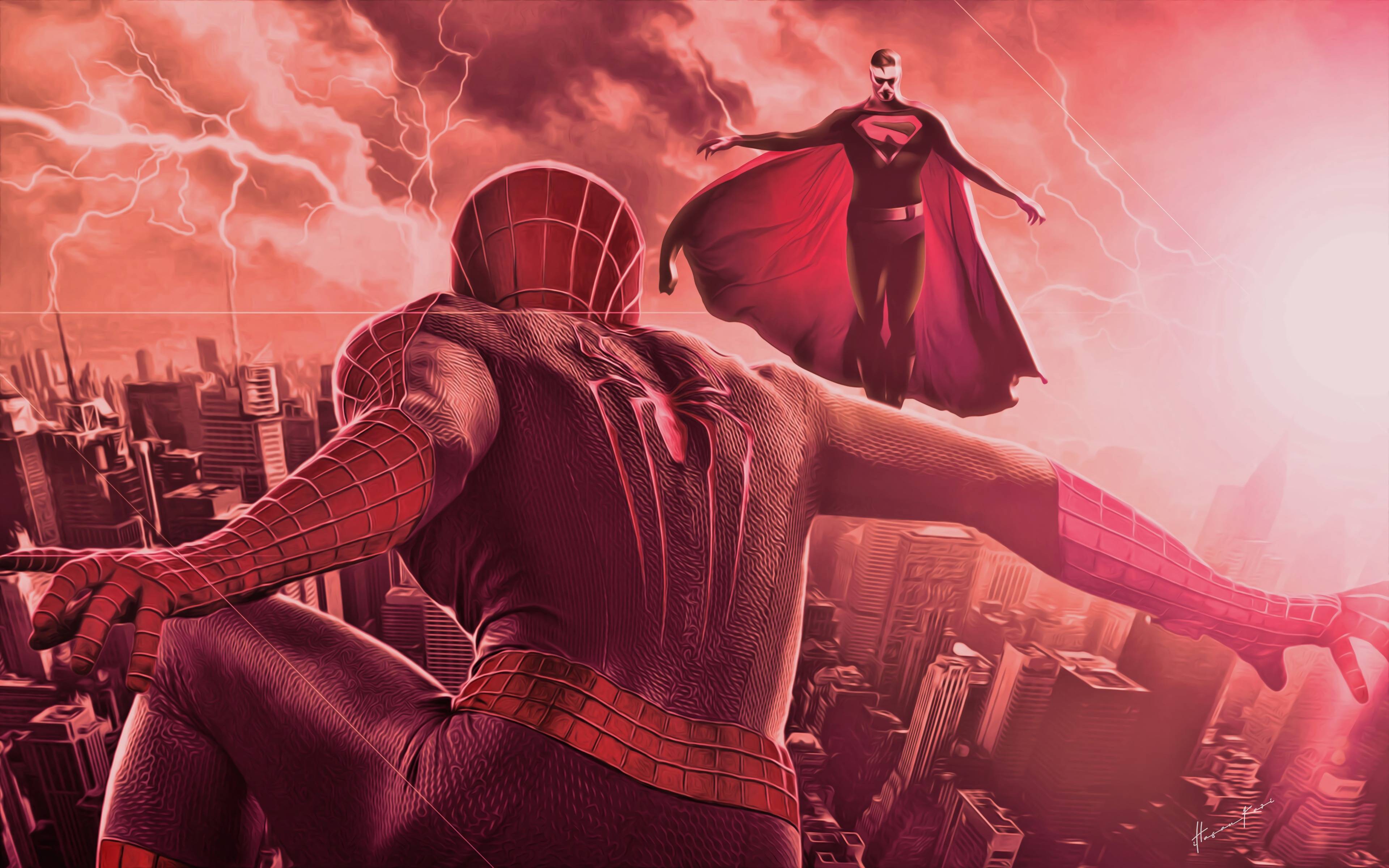 3840x2400 Spiderman Vs Superman, HD Superheroes, 4k Wallpaper, Image, Background, Photo and Picture