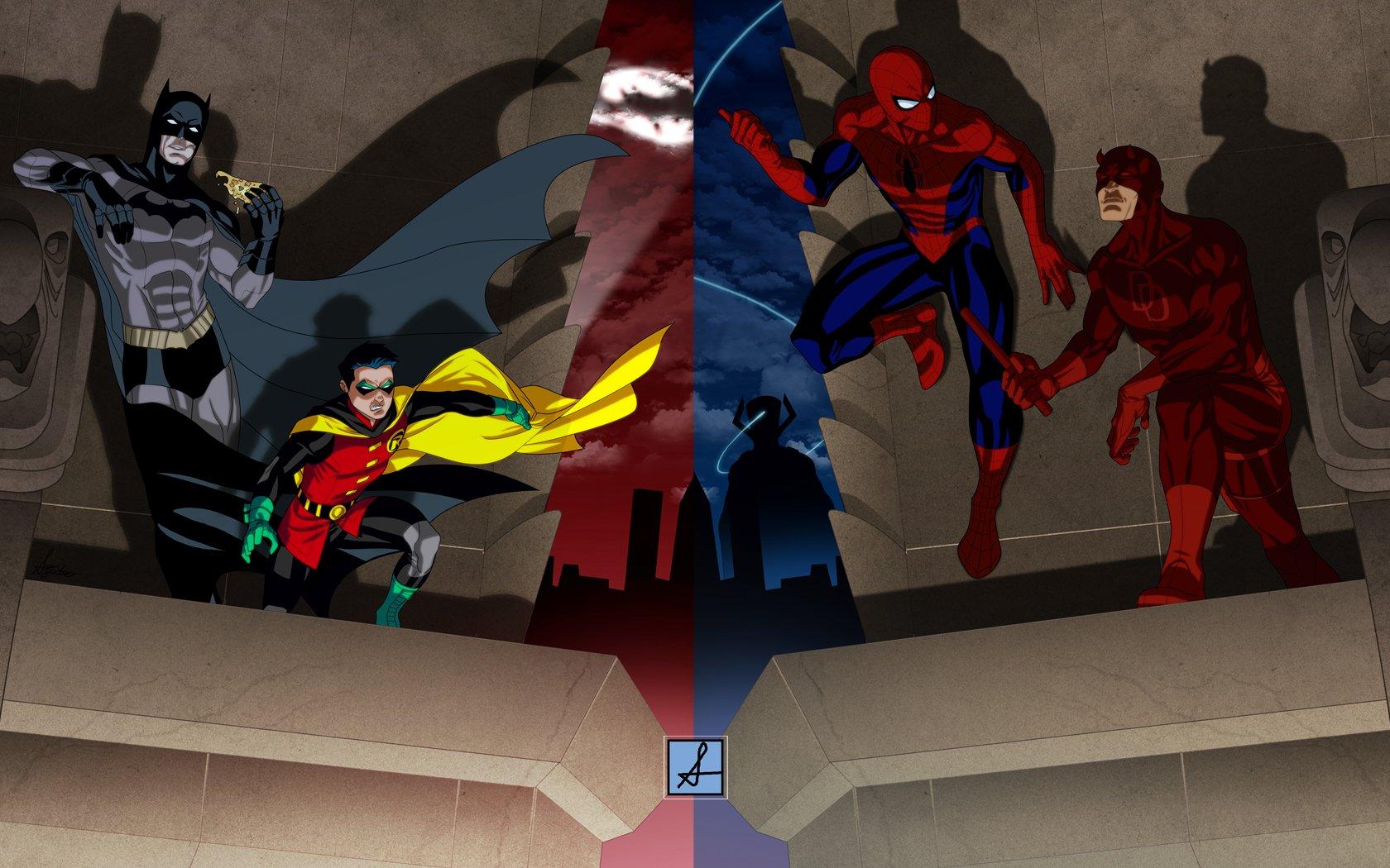 1680x1050 Spiderman And Batman Wallpaper