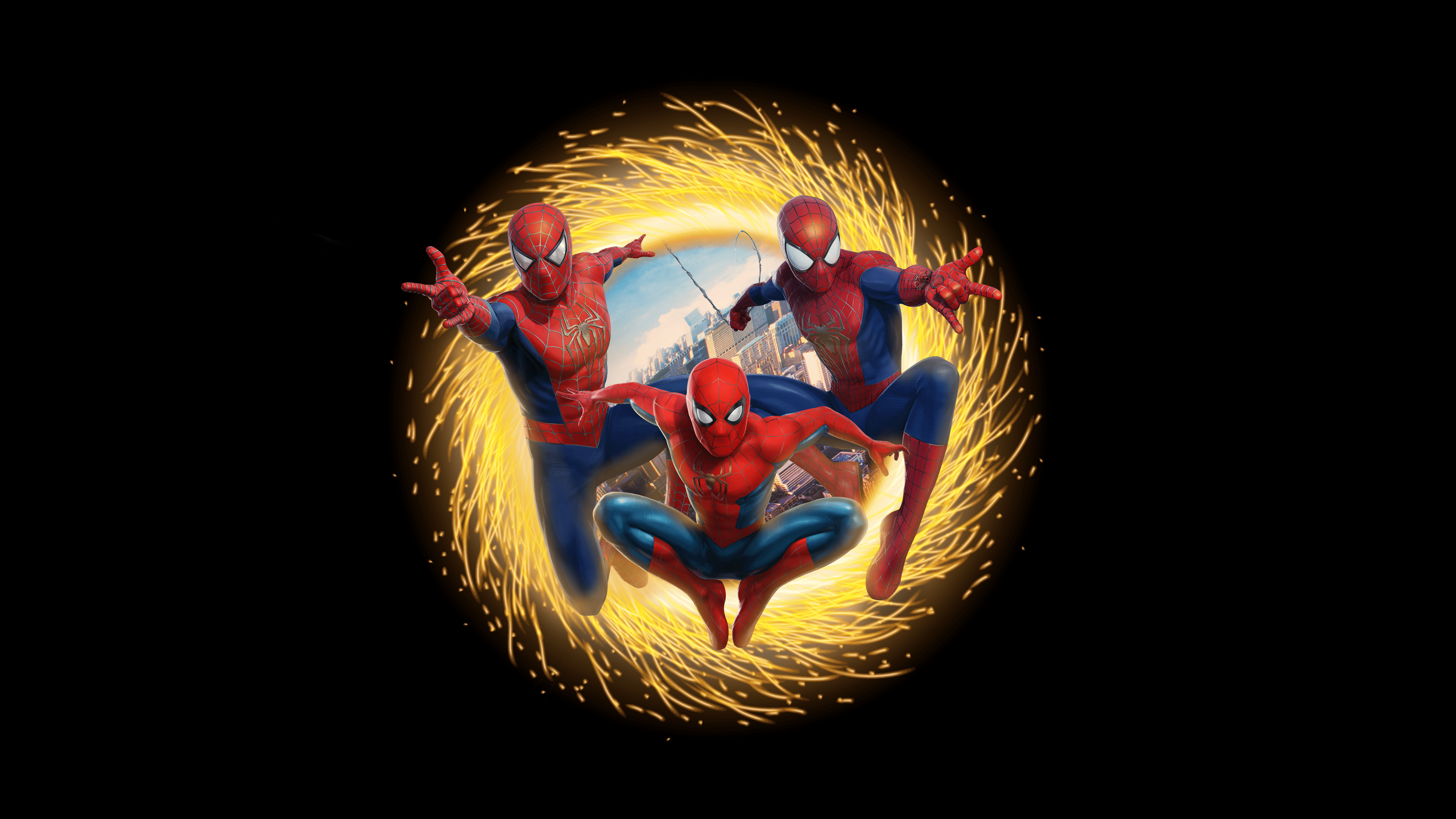 7680x4320 Spider Men [7680x4320] [Black Background]