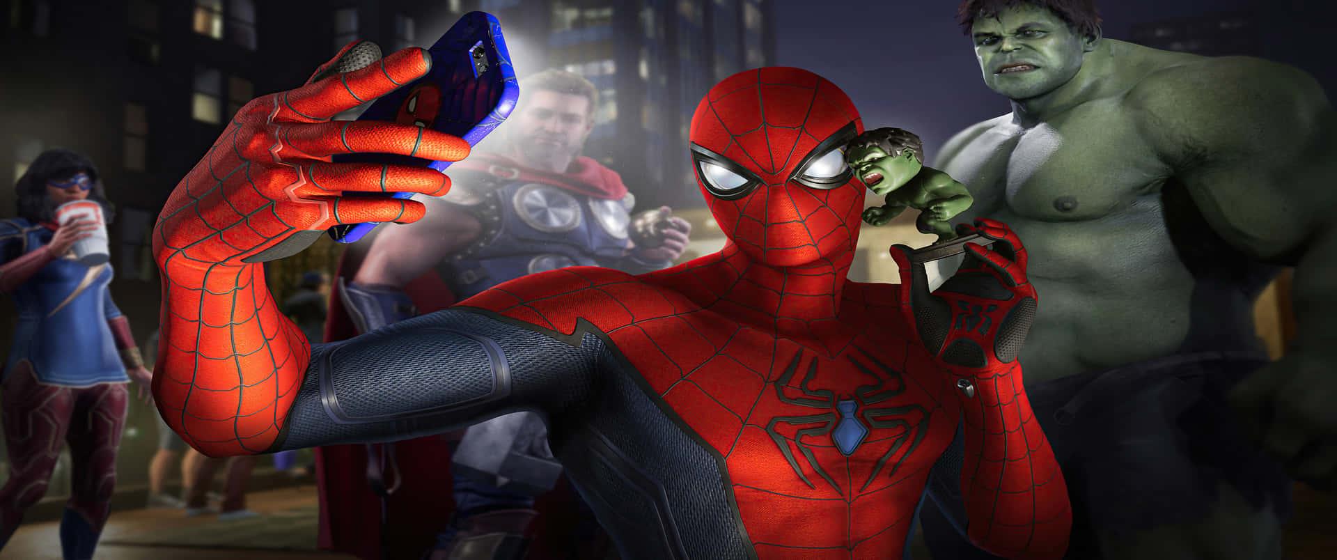 1920x804 Download Spider Man Selfie Marvel 3440x1440 Wallpaper