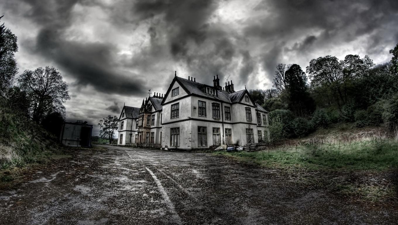 1360x768 Horror House Monochrome Desktop Laptop HD Wallpaper, HD Fantasy 4K Wallpaper, Image, Photo and Background