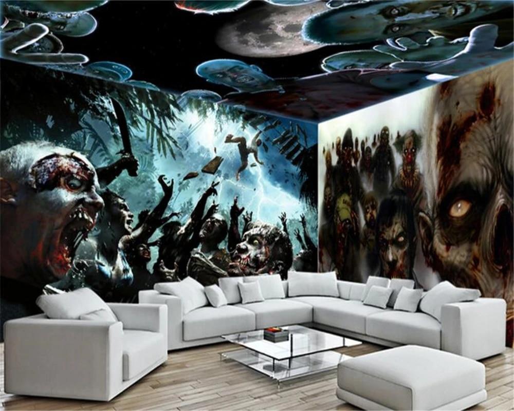 1000x800 Mural Fantasy Horror Fashion Waterproof Silk Cloth Wall Paper Horror Fog Theme Space Backdrop Papel De Parede 3D Wallpaper3D