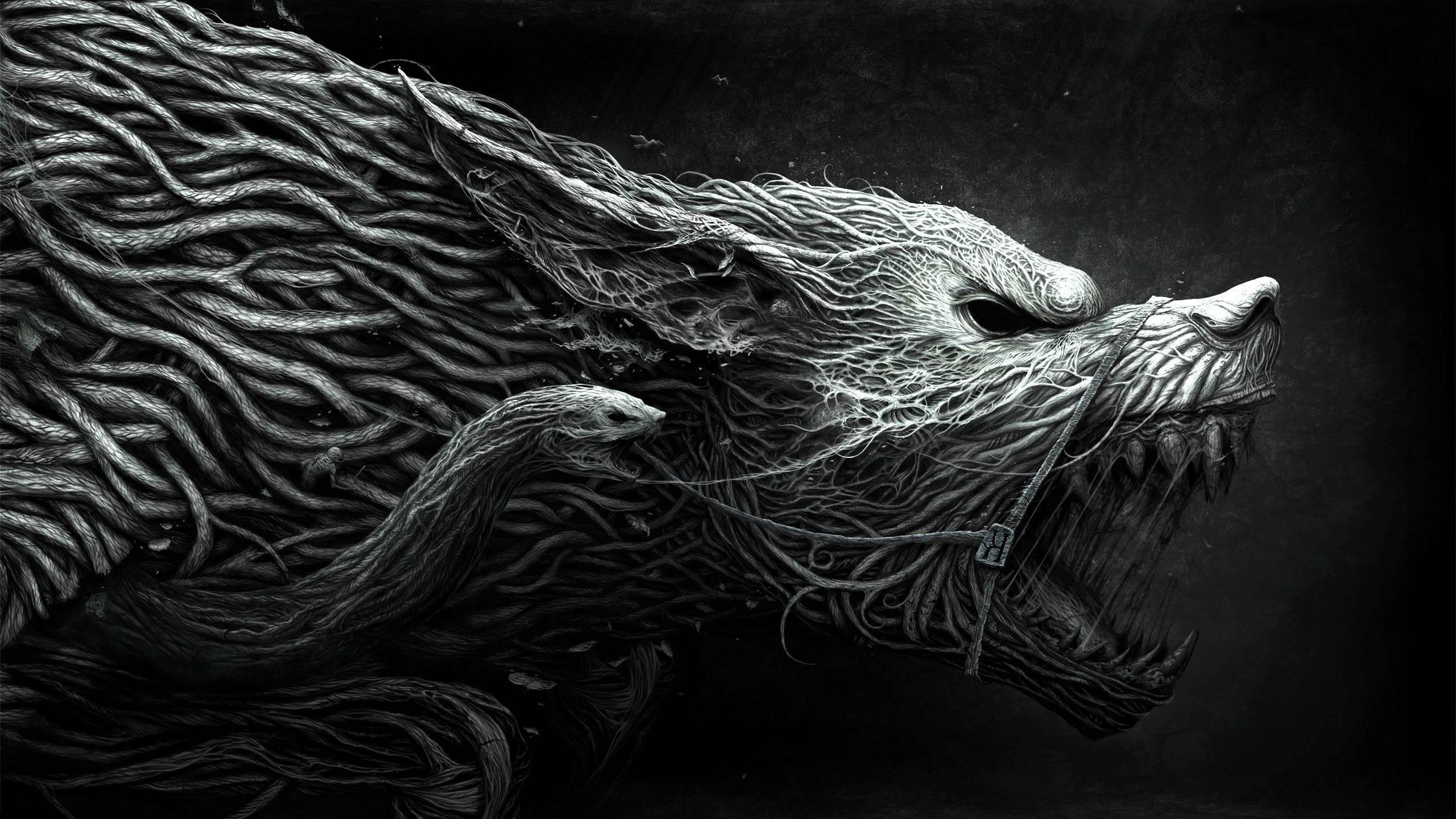 2560x1440 fantasy art wolf horror cgi roots Gallery HD Wallpaper