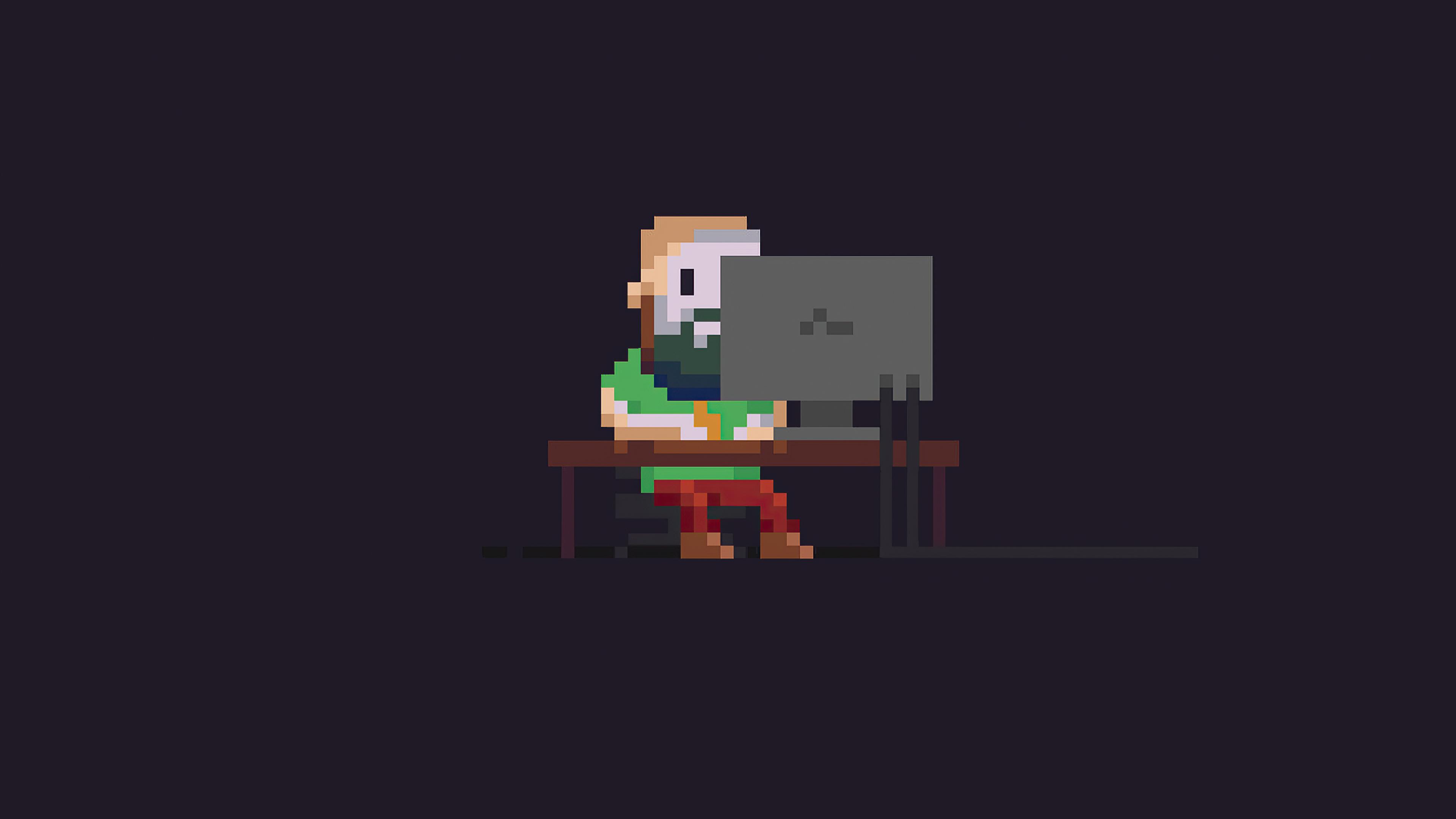 3840x2160 linux, computer, hd, 4k, hacker, pixel, 8 bit Gallery HD Wallpaper