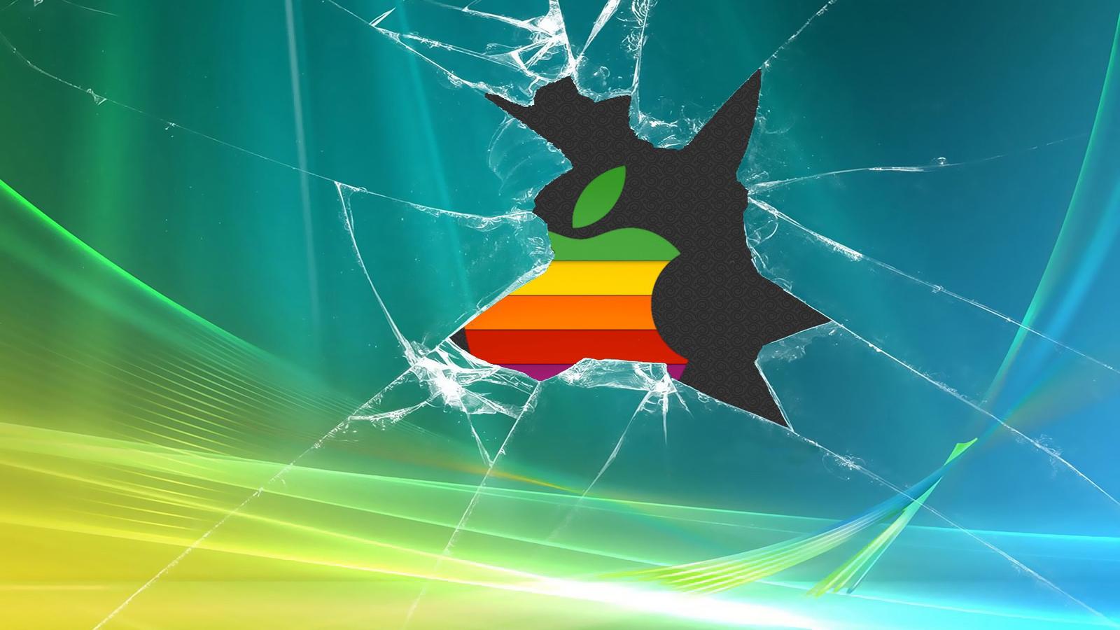 1600x900 Download Retro Apple Logo Broken Windows Background, Retro, Apple, Logo, Broken, Windows, Background Wallpaper in 1600x900 Resolution