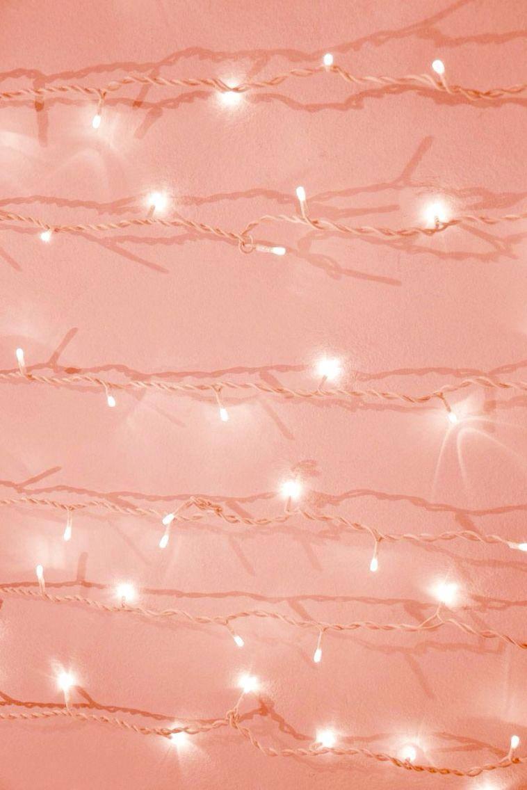 758x1136 Download Aesthetic Peach Pink Christmas Lights Wallpaper