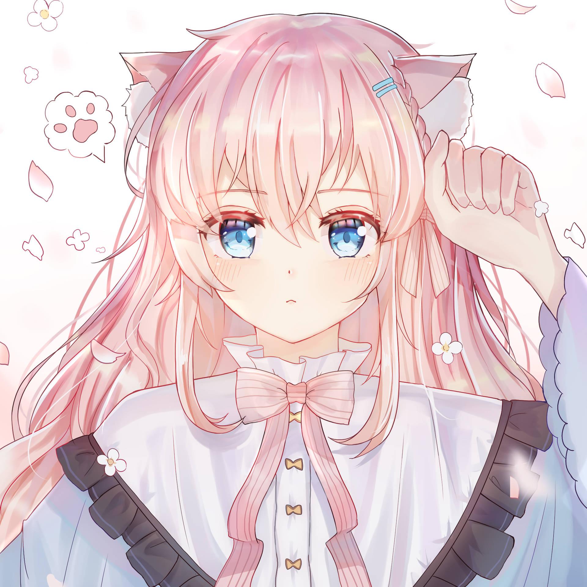 1920x1920 Download Cute Anime Girl In Meow Post Wallpaper