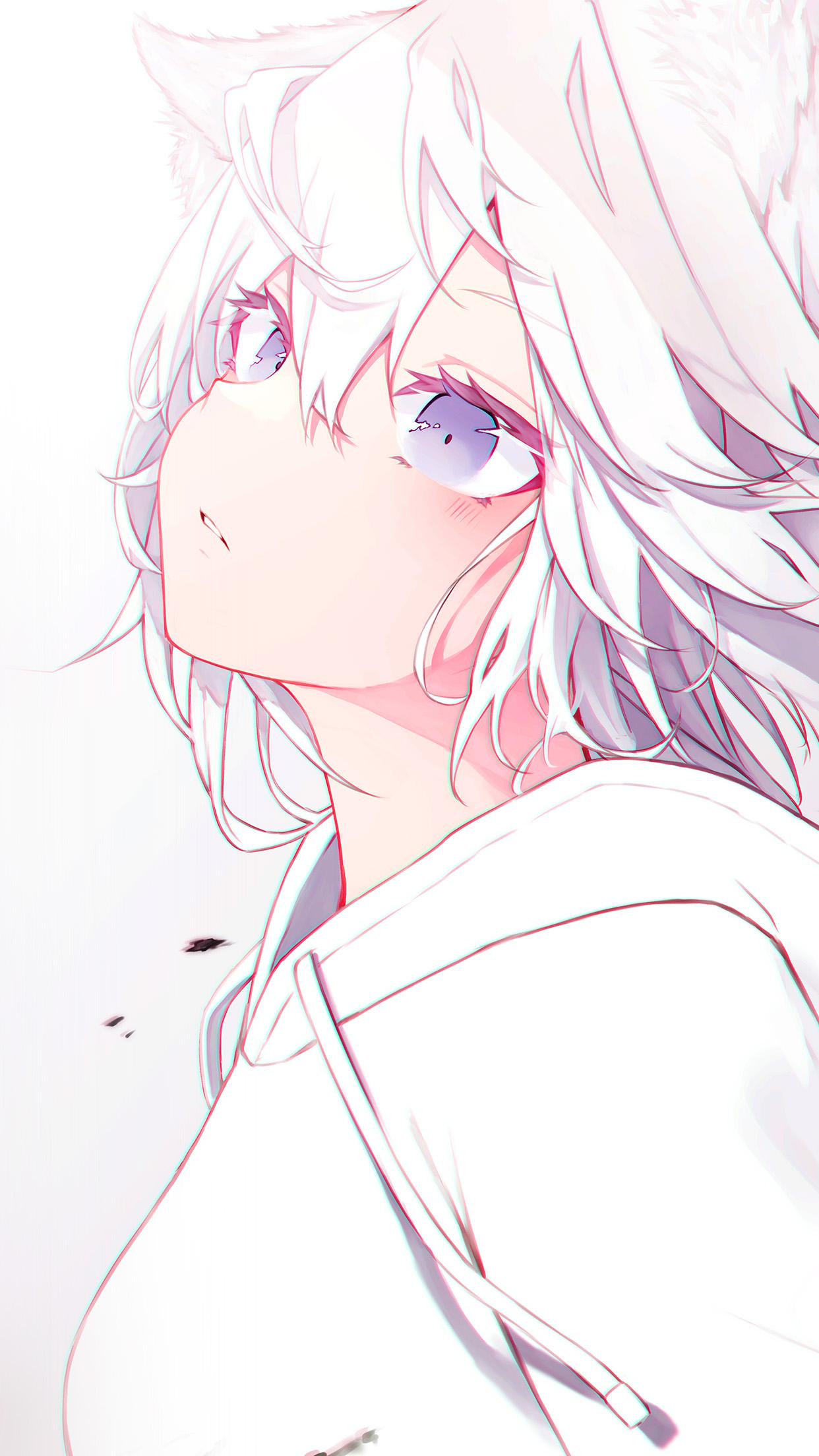 1242x2208 art anime girl white cry