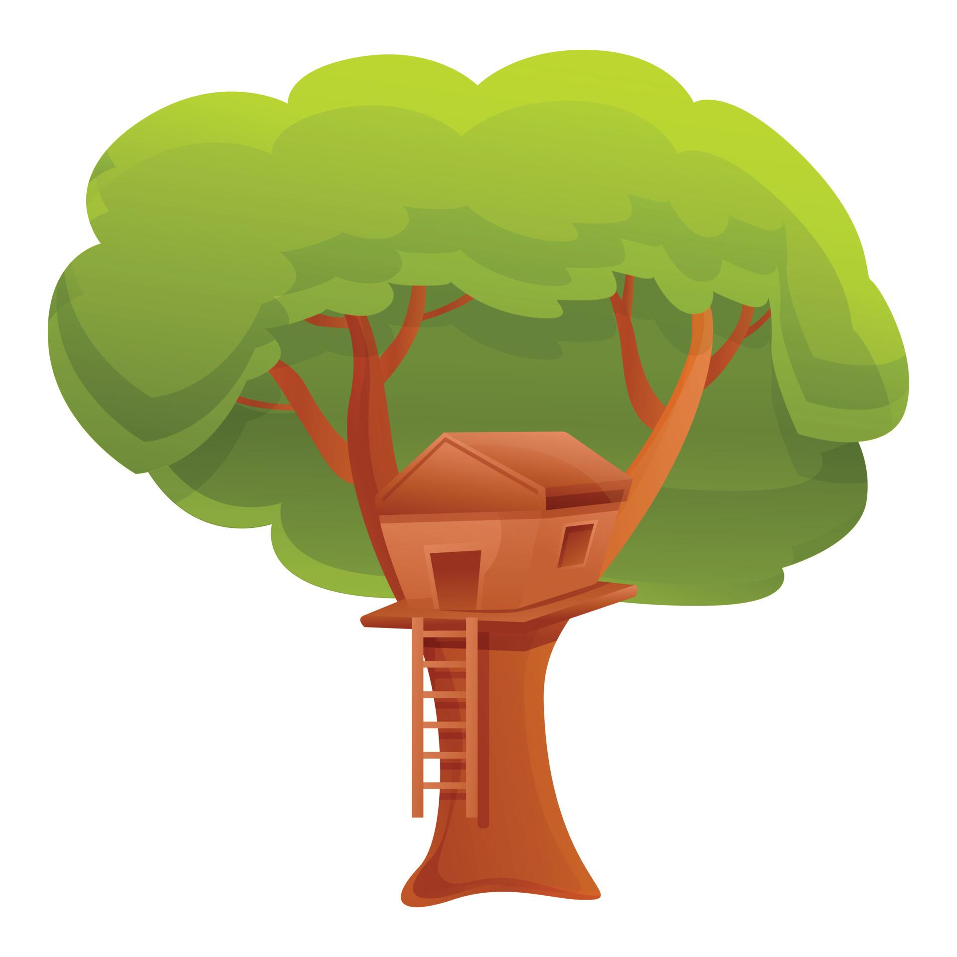 1920x1920 Nature tree house icon, cartoon style