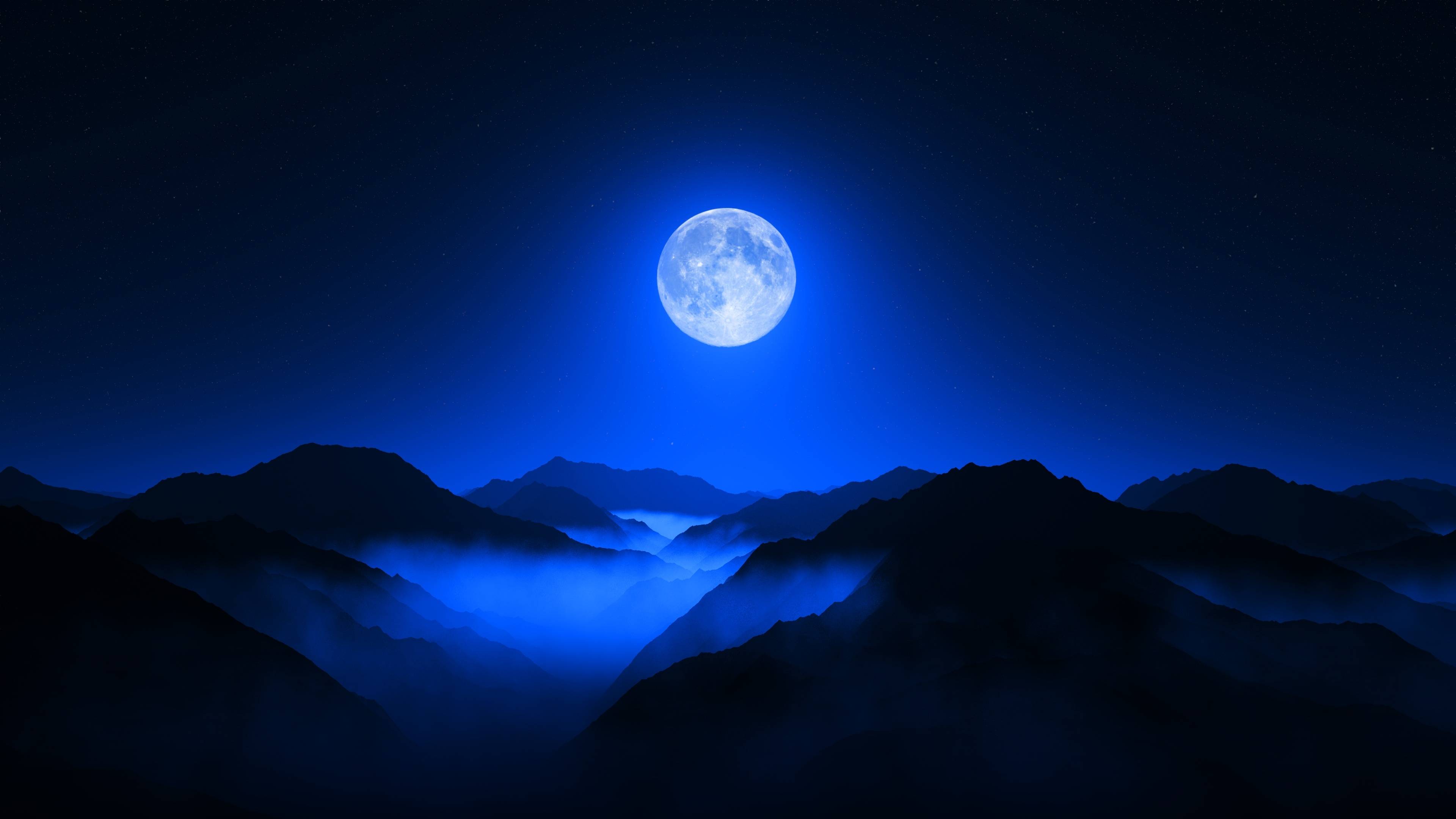 3840x2160 Full Moon over the Valley Wallpaper, HD Nature 4K Wallpaper, Image and Background