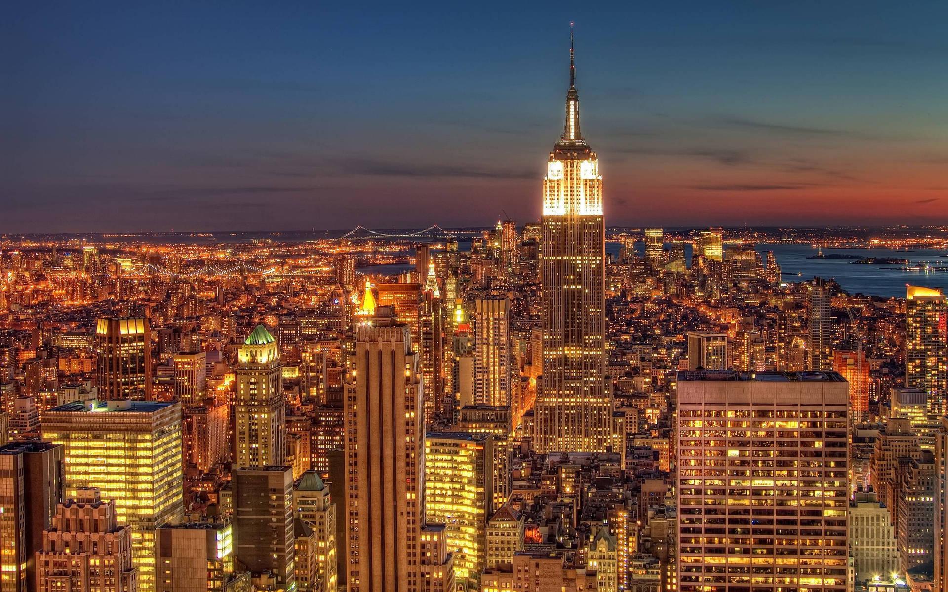 1920x1200 Download Bright City Light Of New York Skyline Wallpaper