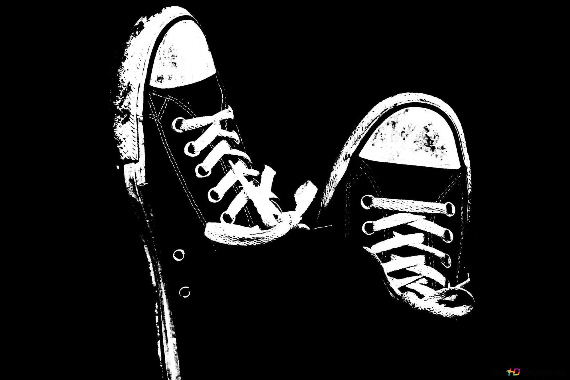 2000x1333 Converse style shoes in black and white HD wallpaper download