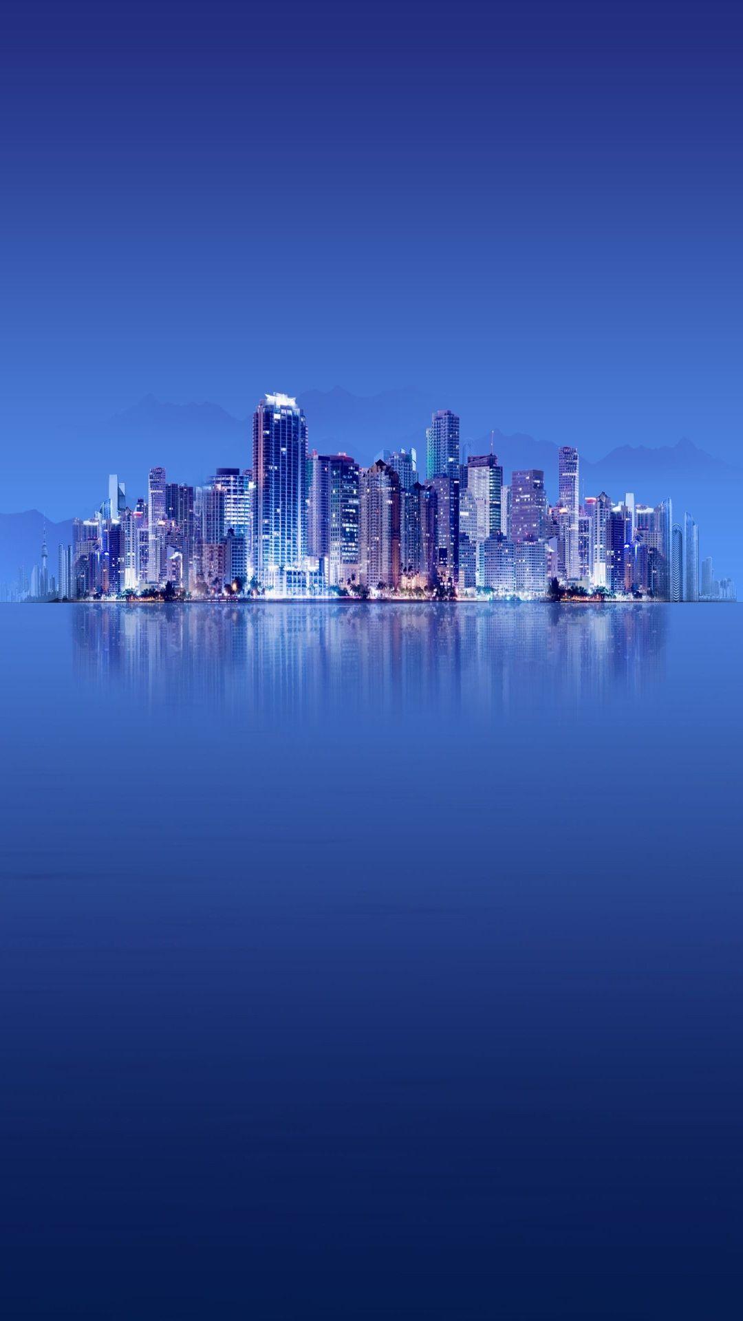 1080x1920 ↑↑TAP AND GET THE FREE APP! City Blue Sky Calm Ocean Skyscrapers Skyline Architecture Bright Lights Aw. HD wallpaper iphone, Xiaomi wallpaper, iPhone 6 wallpaper