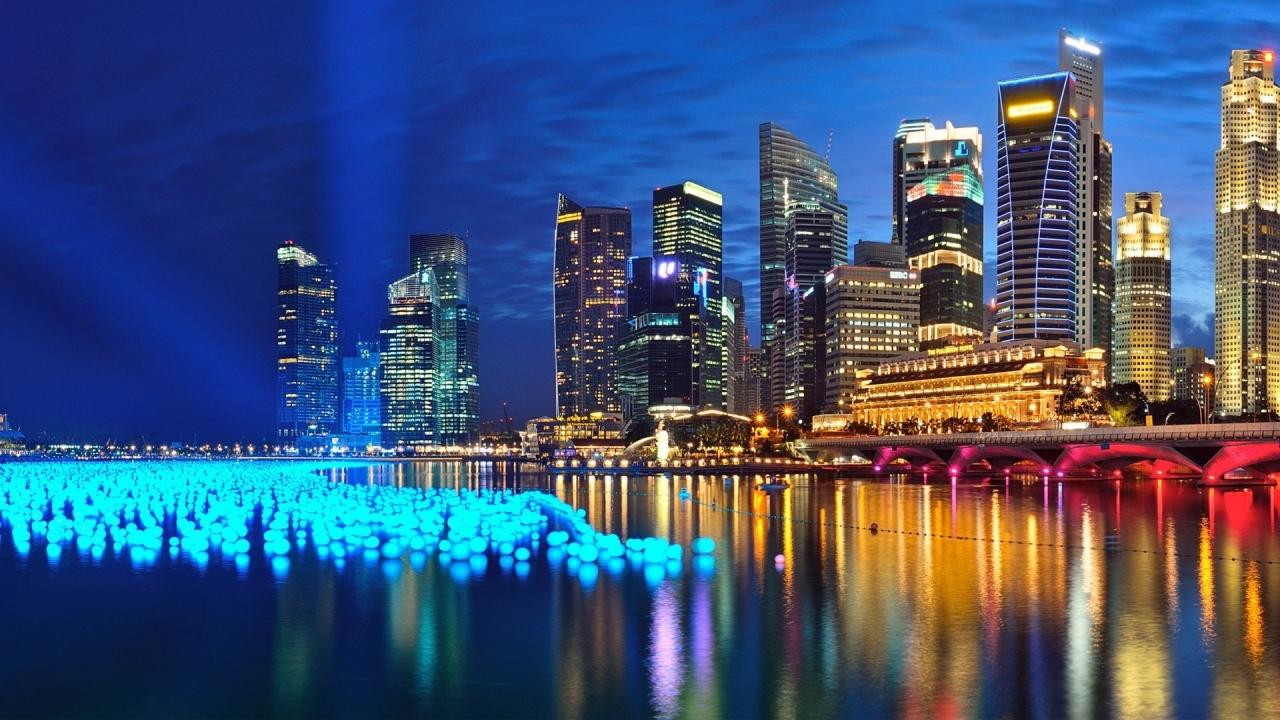 1280x720 Singapore City at Night 720P Wallpaper, HD City 4K Wallpaper, Image, Photo and Background