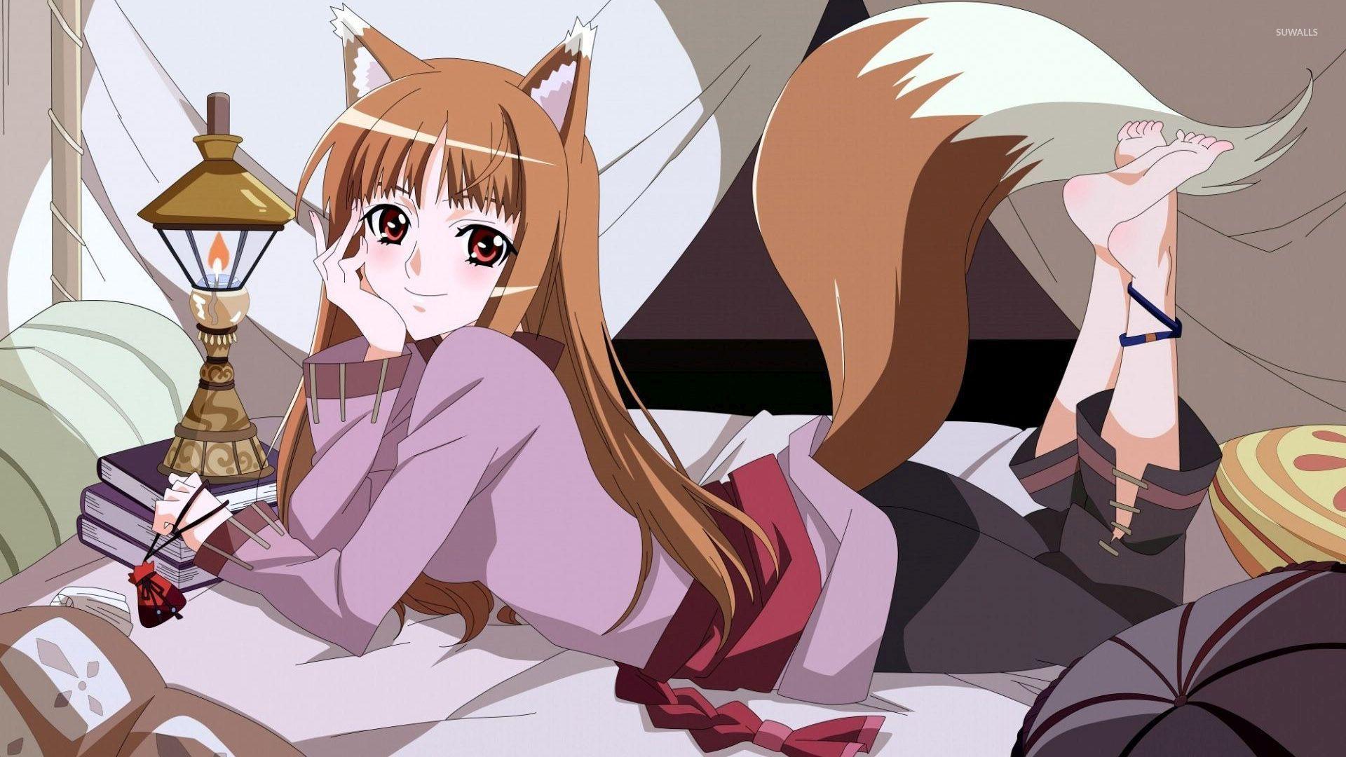 1920x1080 Holo lying in the bed & Wolf wallpaper wallpaper