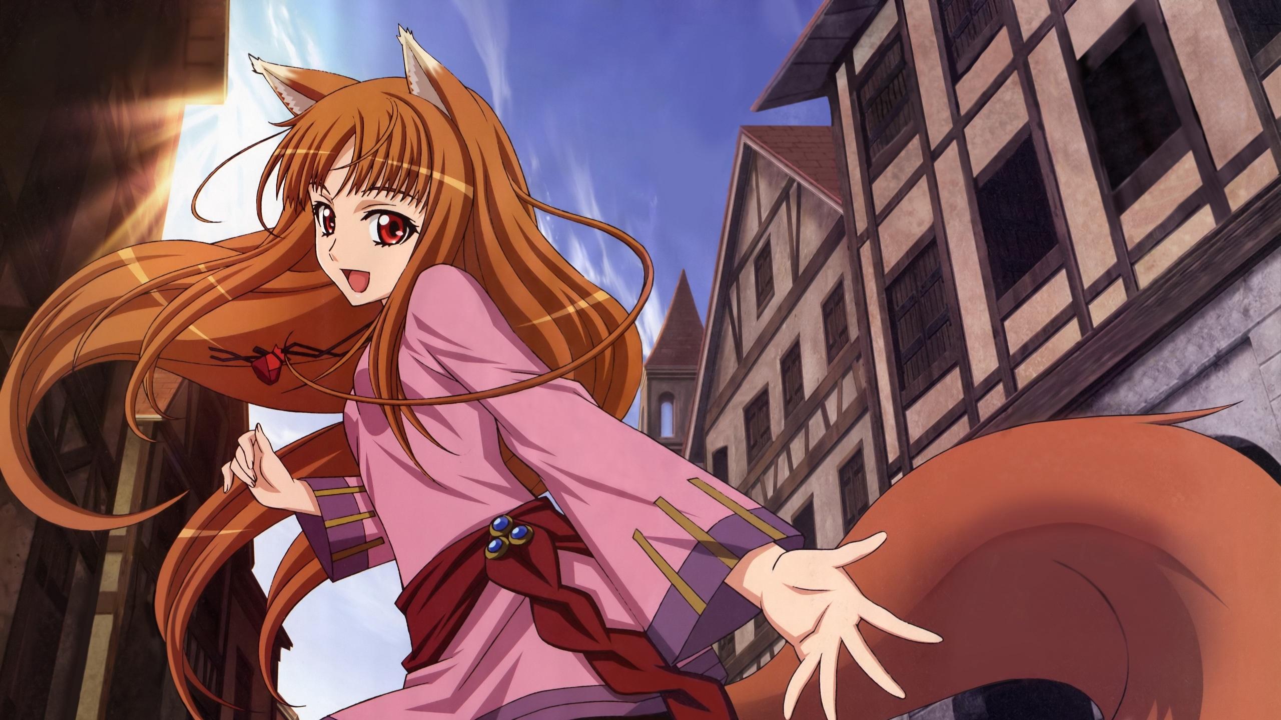 2560x1440 Wallpaper 4k spice and wolf, holo, girl, fox, tail 4k Wallpaper