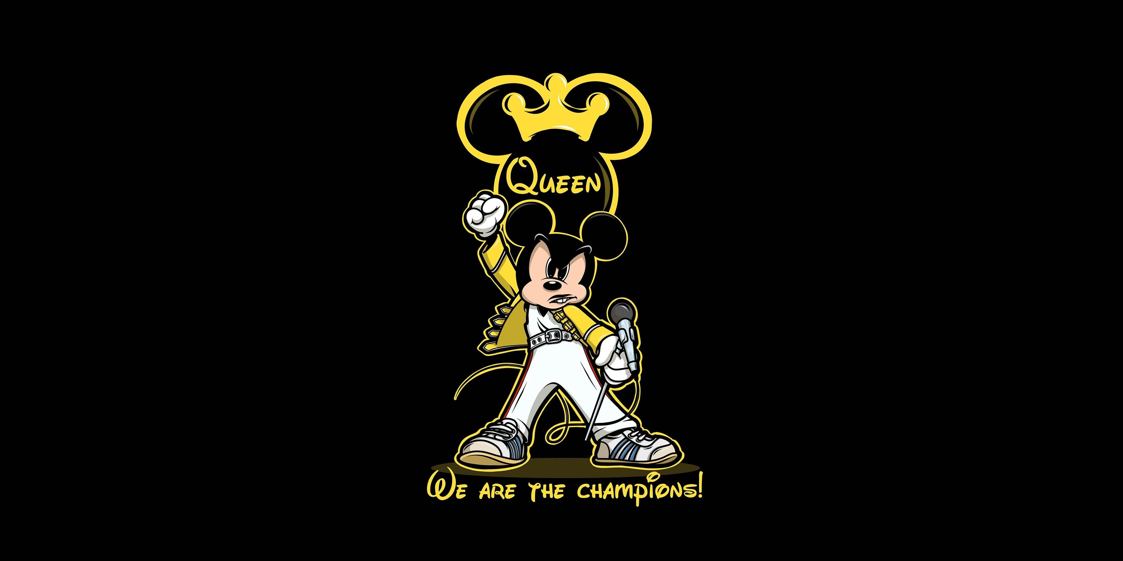 3600x1800 Wallpaper / Mickey Mouse, music, Queen, artwork free download